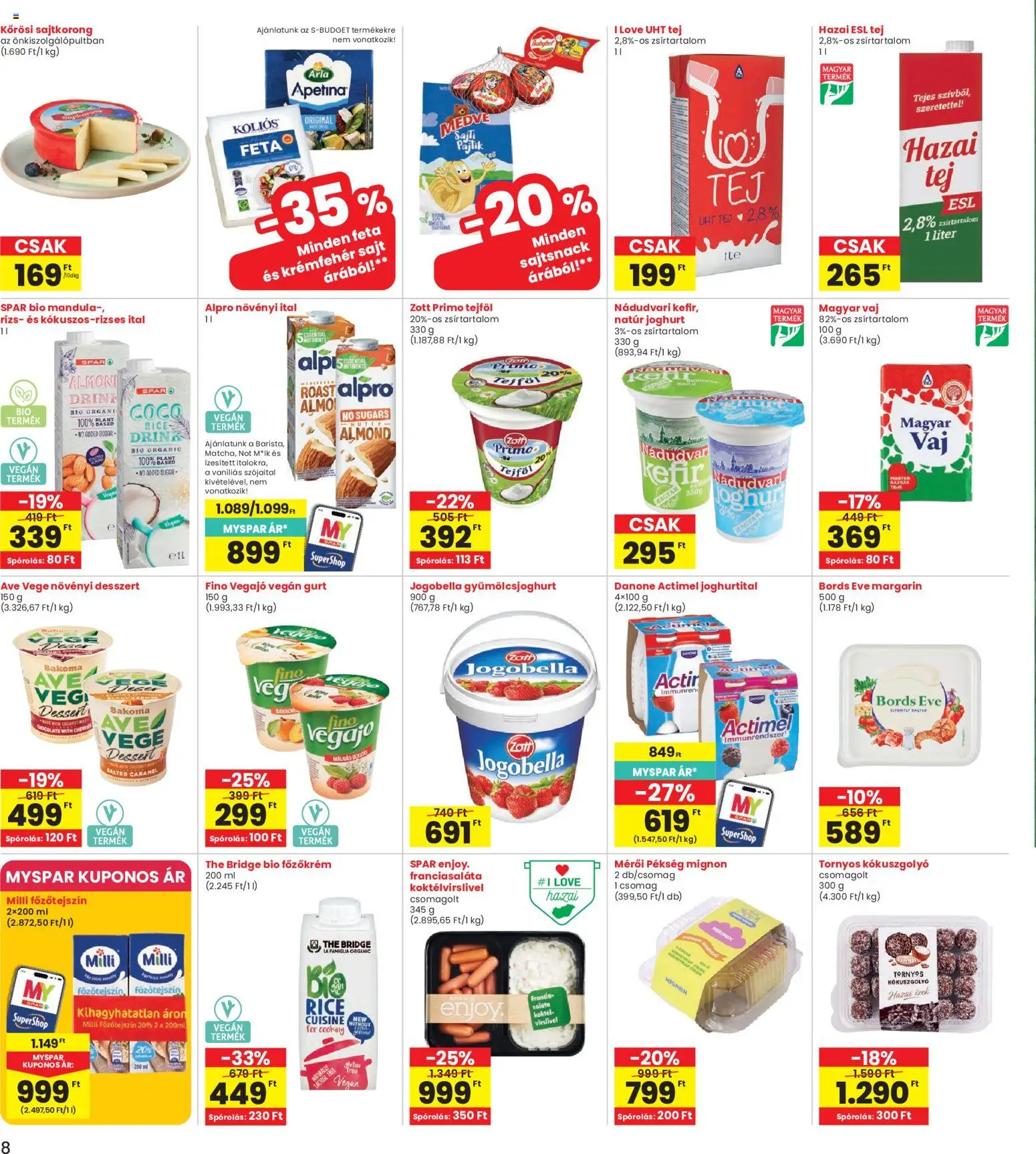 Interspar akciós ujság - amely érvényes a következő dátumtól: 2026.10.01. | Oldal: 8 | Termékek: Főzőkrém, Milli, Vaj, Gyümölcsjoghurt