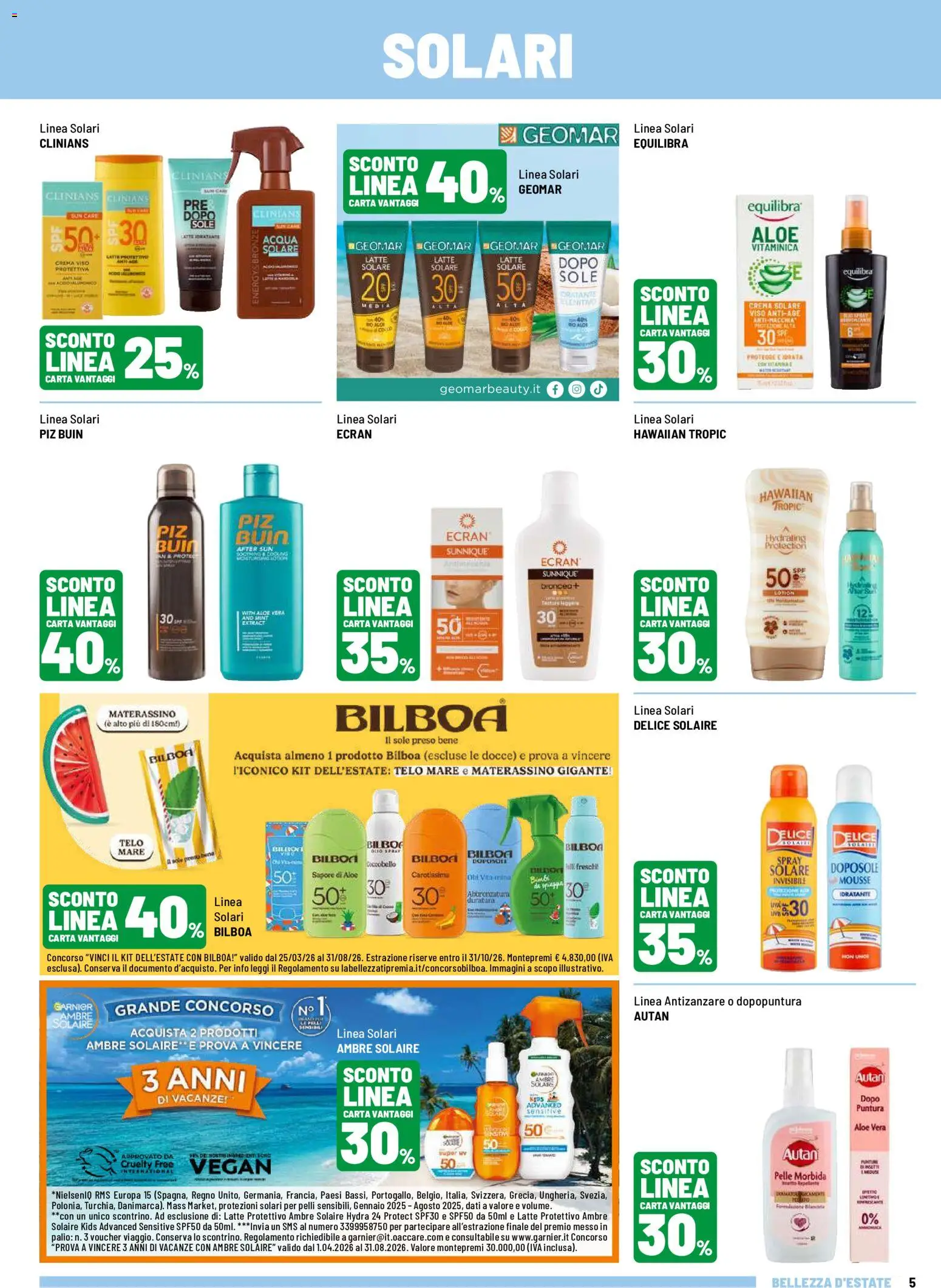 Volantino Iper del 03/07/2026 | Pagina: 5 | Prodotti: Crema solare, Antizanzare, Acqua, Latte