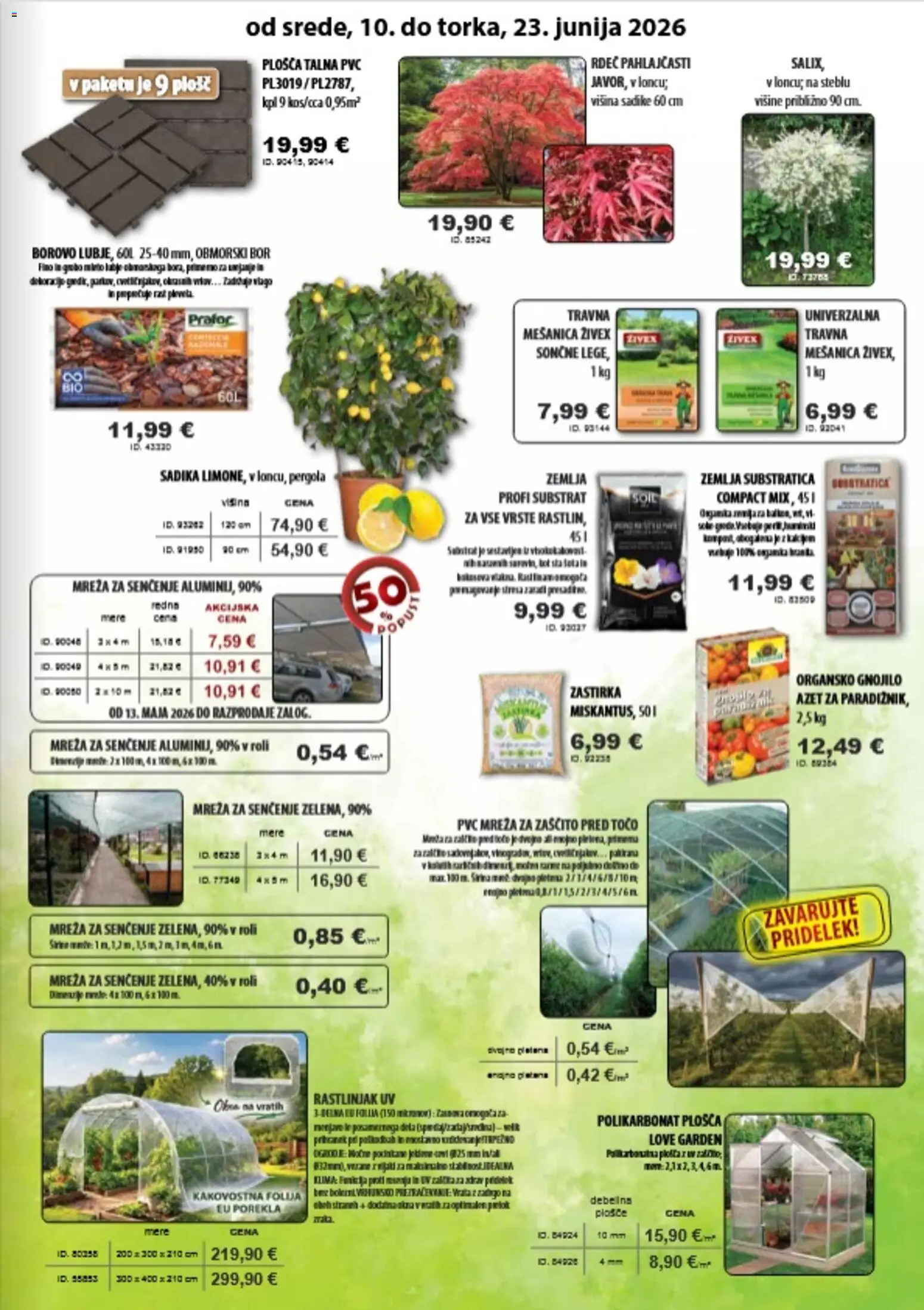 Novi Živex katalog ponudbe – veljaven od 10.06.2026 | Stran: 9 | Izdelki: Žemlja, Klima, Zastirka, Vrata