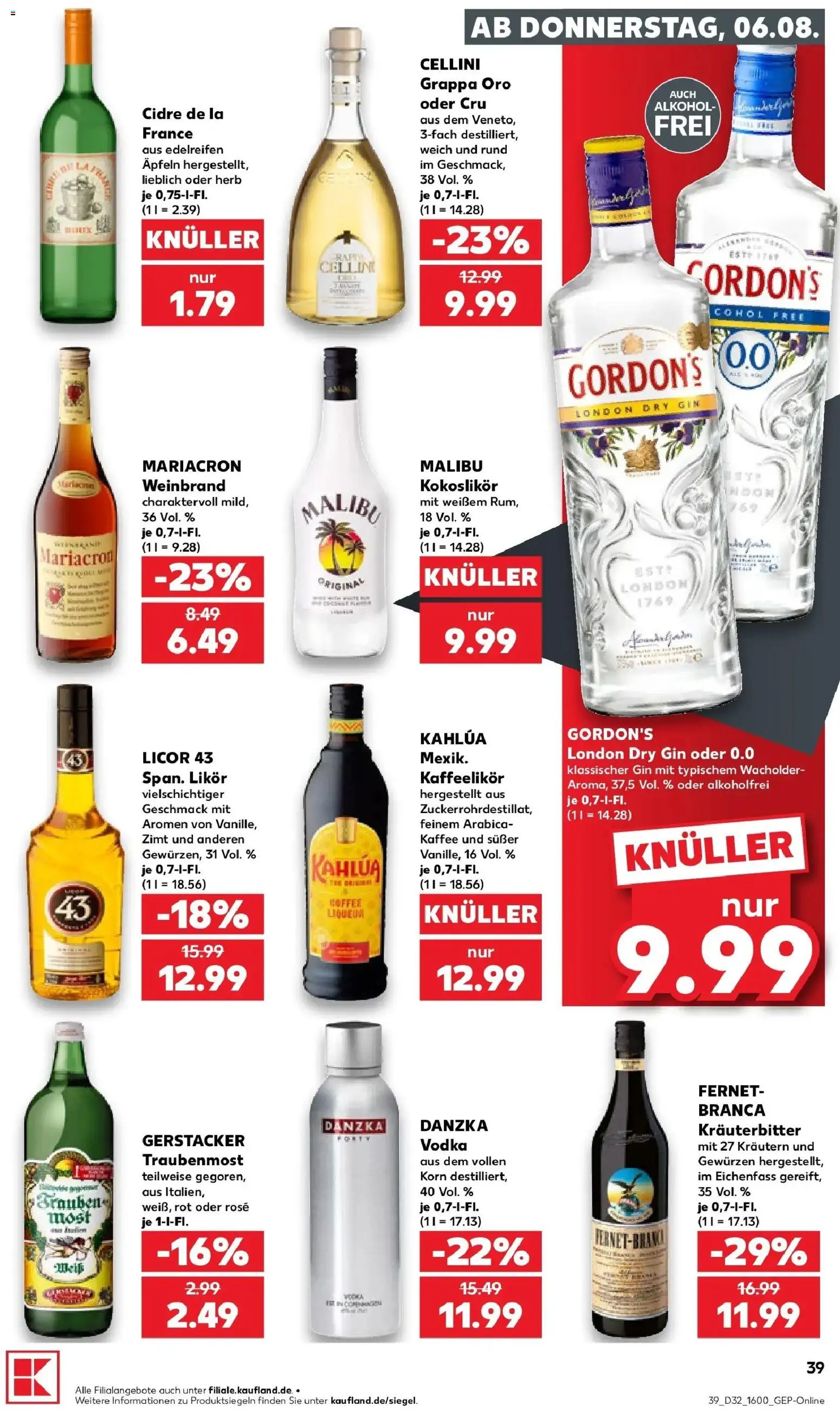 Prospekt Kaufland ab 06.08.2026 » Angebote Online zum Blättern | Seite: 39 | Produkte: Kaffee, Alkohol, Vodka, Fernet