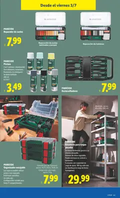Vista previa PARKSIDE Estantería para cargas pesadas, Se monta fácilmente gracias a su sistema encajable. Estantes de altura regulable. Puede montarse en vertical u horizontal. 5 estantes con capacidad de carga de aprox. 160 kg cada uno (se distribuye la carga de forma homogénea). válido desde el 29/06/2026 | Página: 23