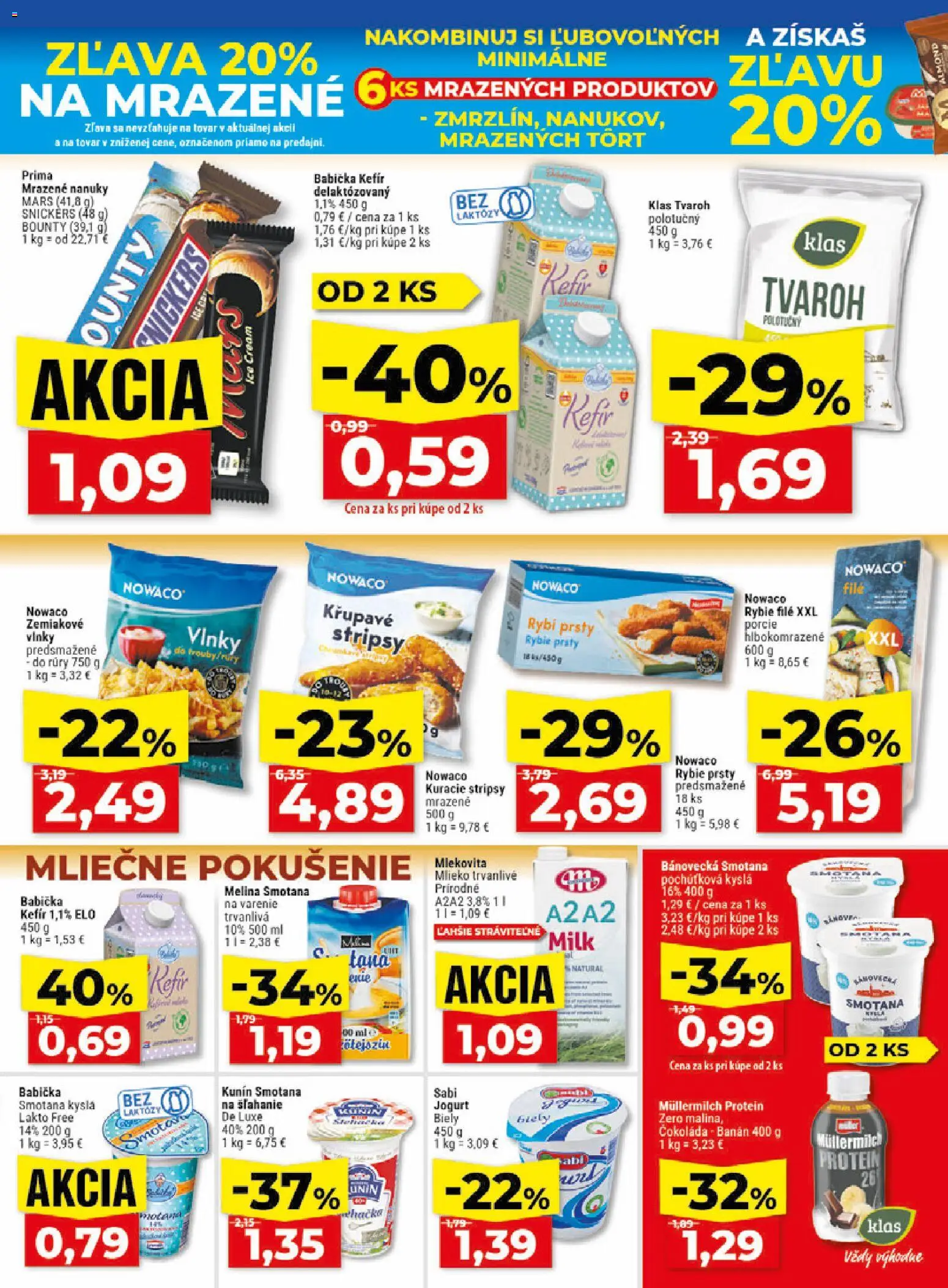Nové Klas akcie – leták je platný od 06.07.2026 | Strana: 9 | Produkty: Mlieko, Smotana, Čokoláda, Tvaroh