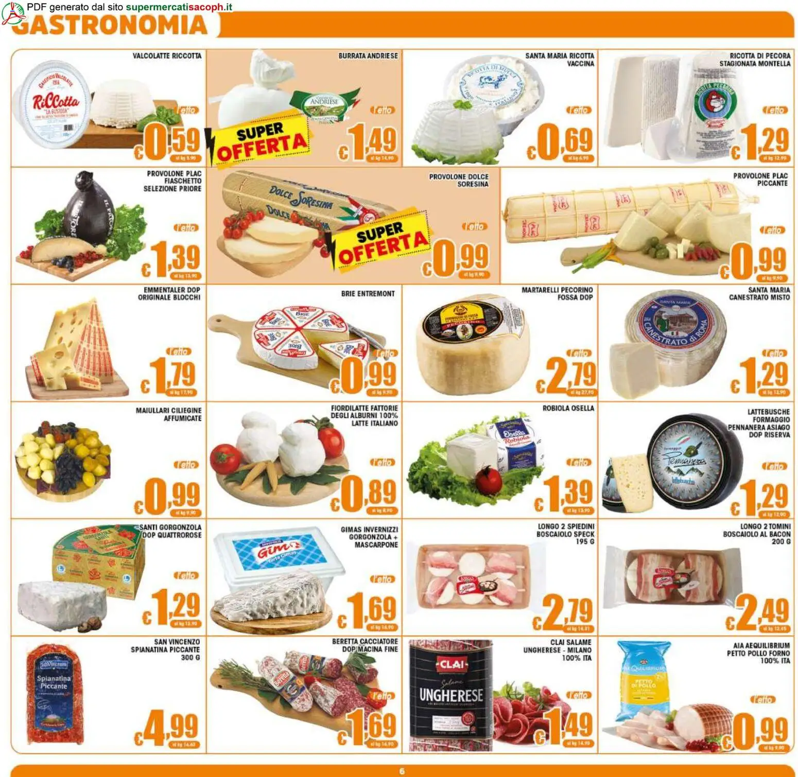 Volantino Sacoph del 12/08/2026 | Pagina: 6 | Prodotti: Forno, Mascarpone, Robiola, Pecorino
