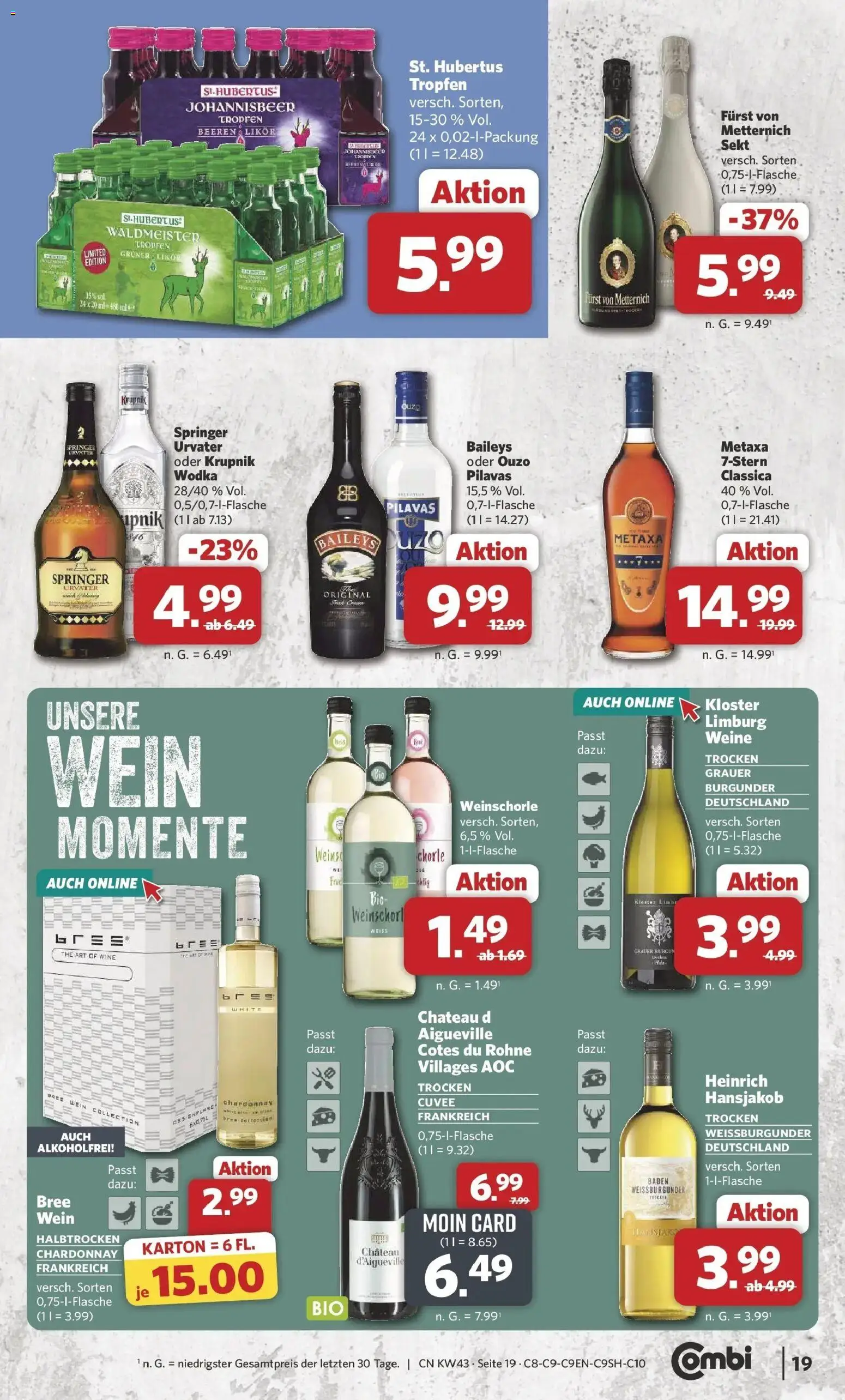 Combi Prospekt Borchen (ab 19.10.2026) zum Blättern | Seite: 19 | Produkte: Sekt, Bree, Baileys, Wein