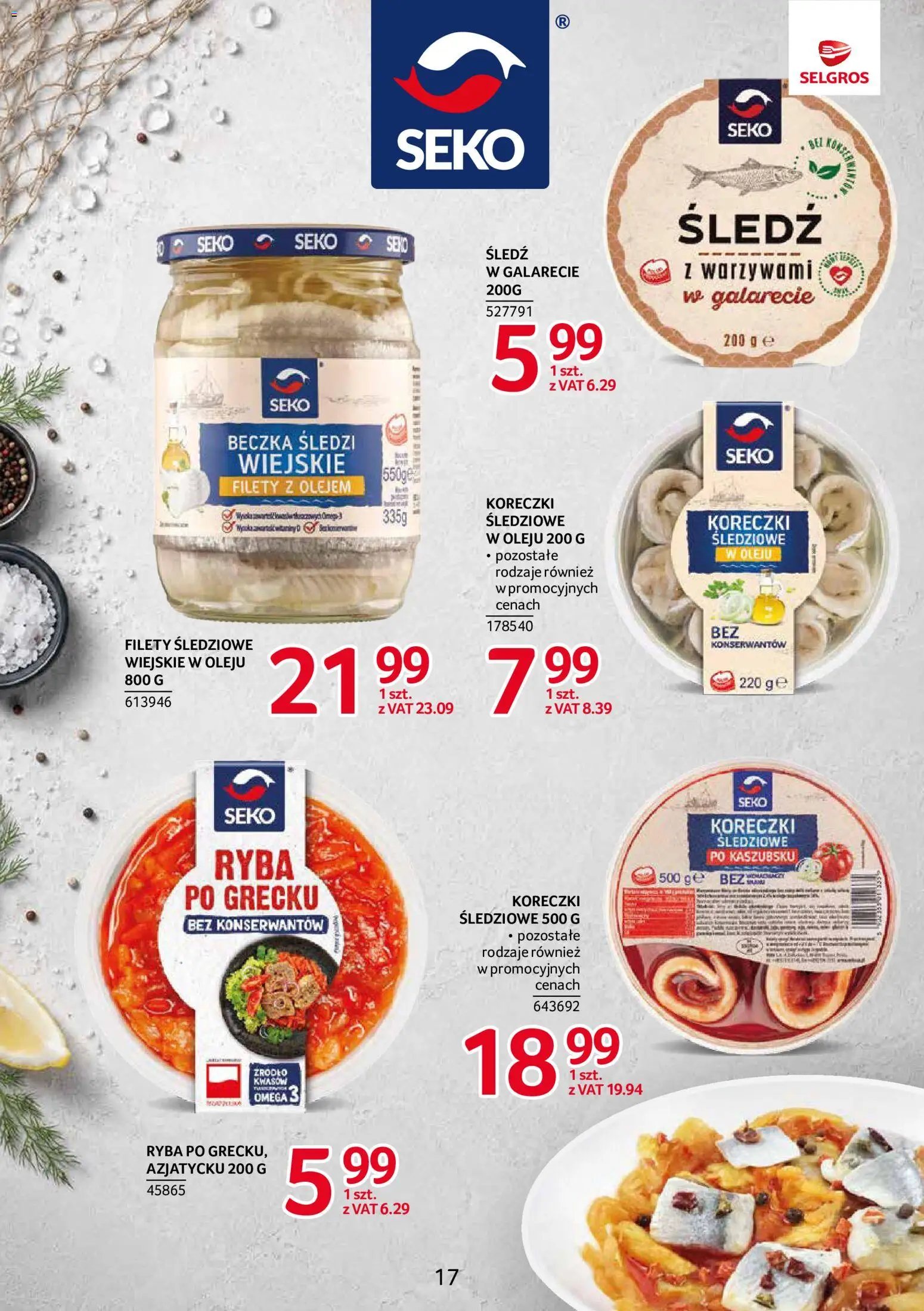 Selgros cash&carry gazetka - Markowe produkty od 10.09.2026 | Strona: 17 | Produkty: Śledź, Omega, Omega 3, Koreczki śledziowe