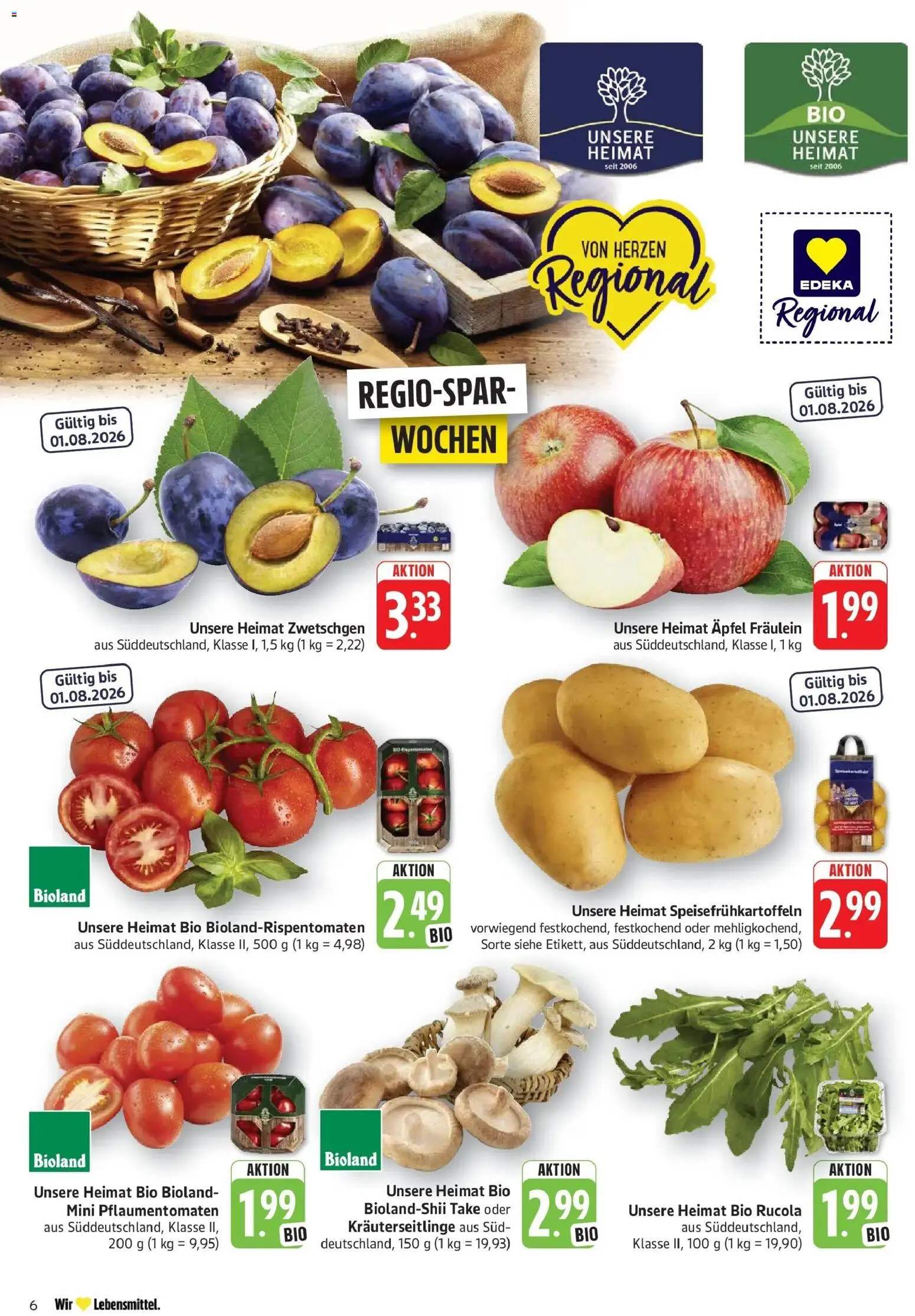Edeka prospekt Göppingen – gültig ab 13.07.2026 | Seite: 6 | Produkte: Rucola, Äpfel, Zwetschgen