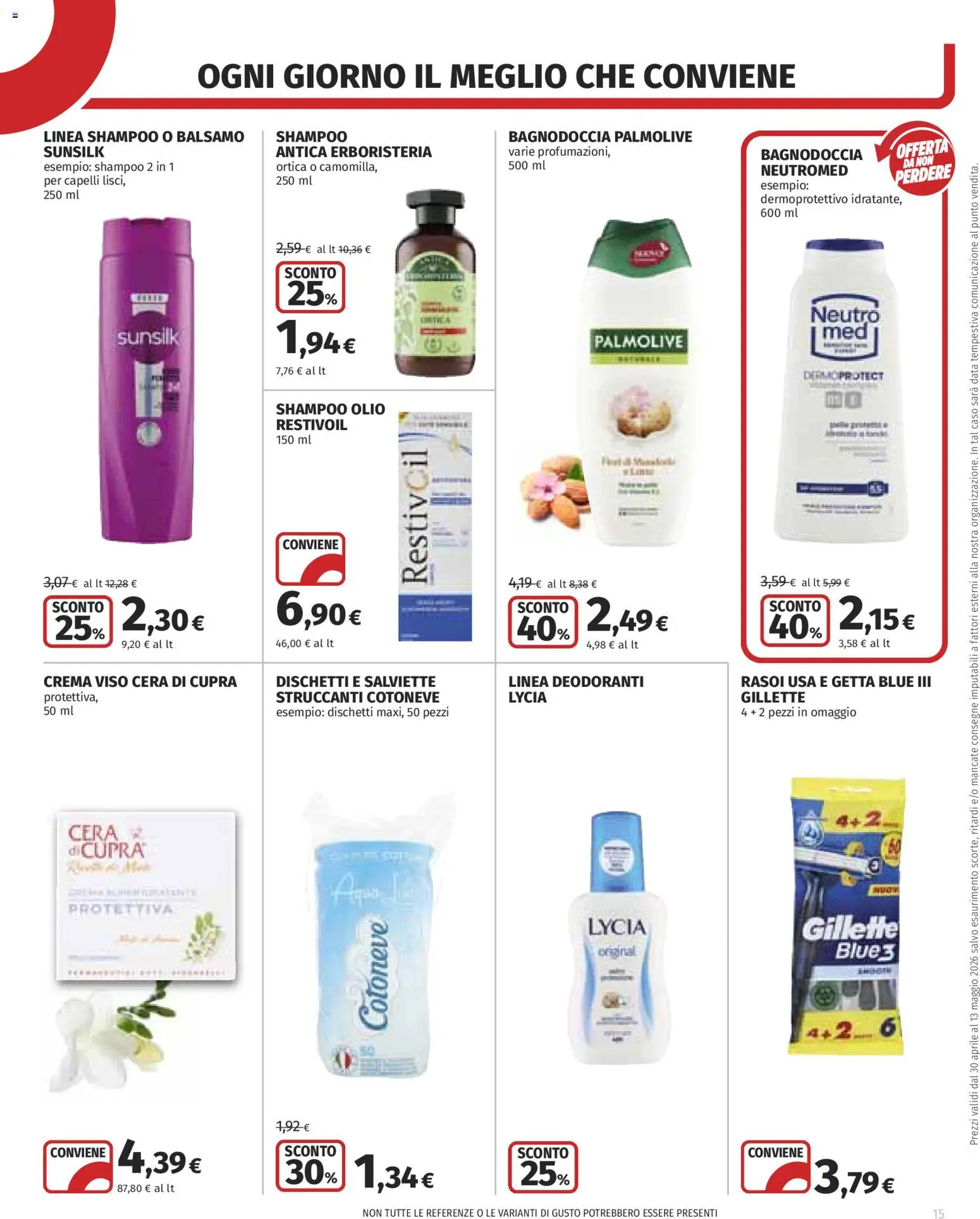 Volantino COOP del 30.04.2026 | Pagina: 15 | Prodotti: Shampoo, Balsamo, Crema, Crema viso