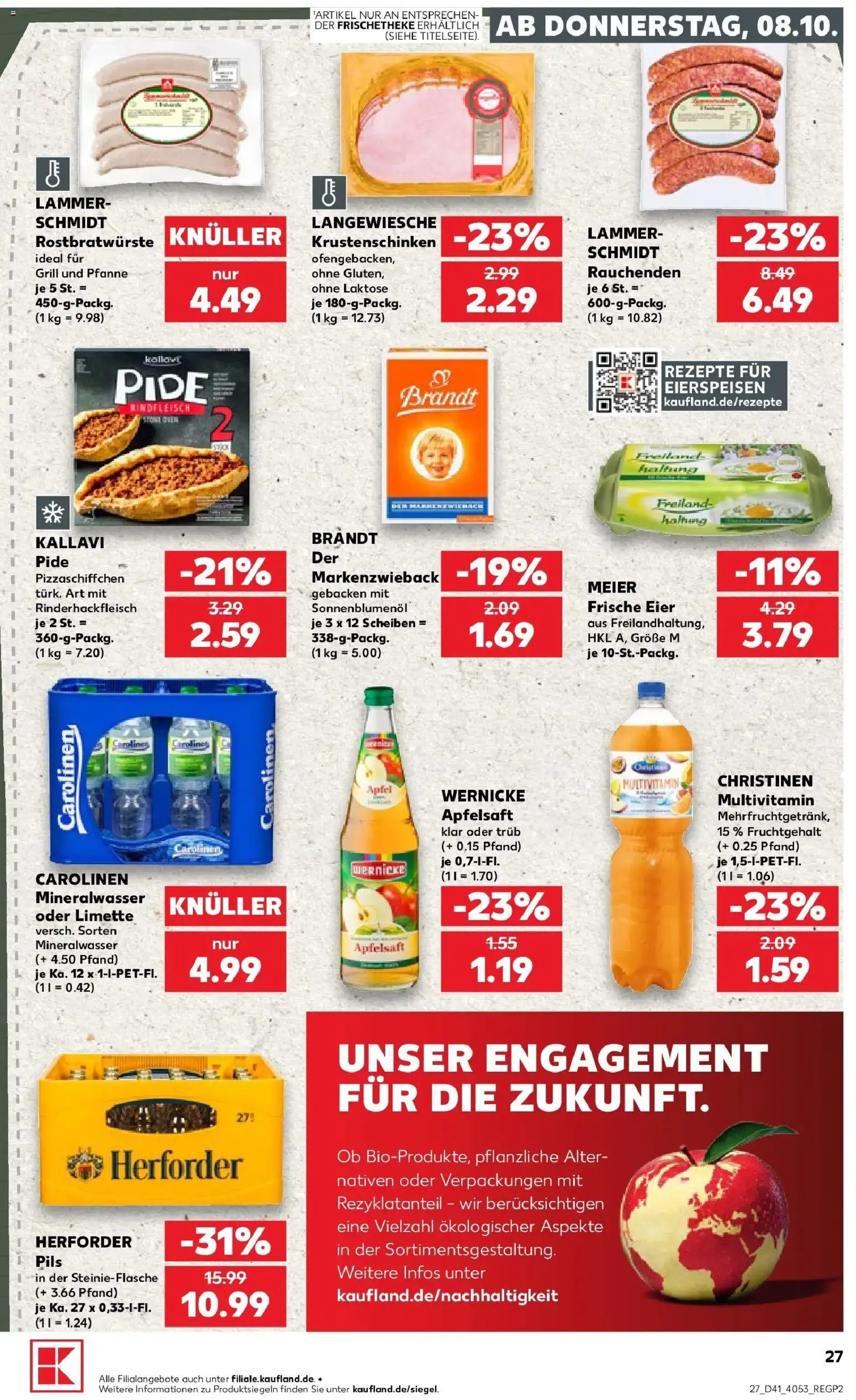 Prospekt Kaufland ab 08.10.2026 » Angebote Online zum Blättern | Seite: 27 | Produkte: Eier, Äpfel, Mineralwasser, Limette