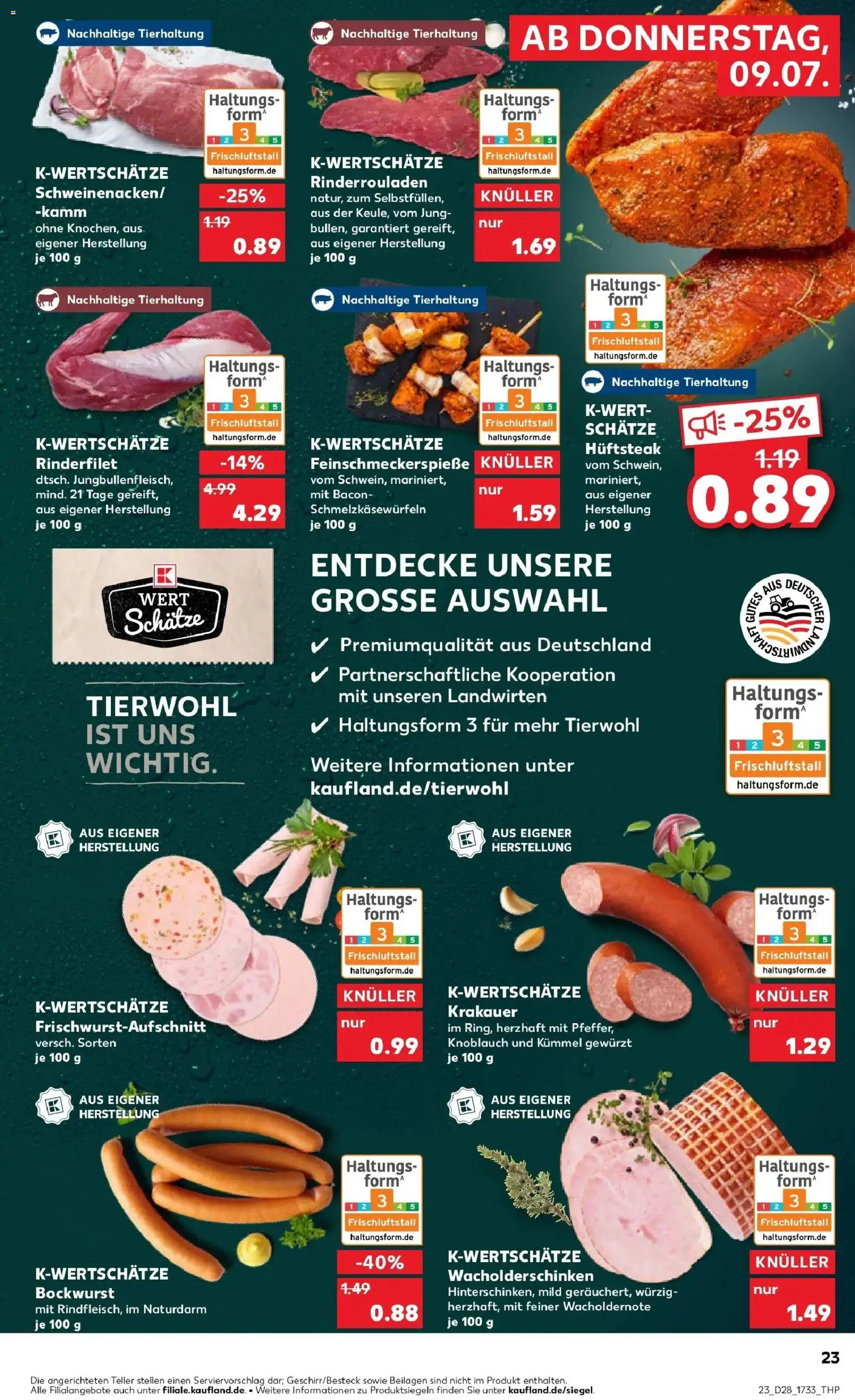 Kaufland Prospekt Mainz – gültig ab 09.07.2026 | Seite: 23 | Produkte: Beilagen, Bockwurst, Rinderfilet, Knoblauch