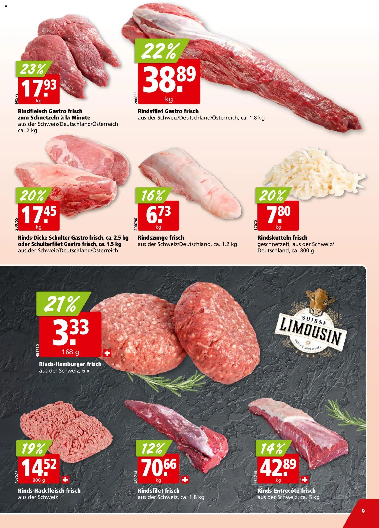 Aligro aktionen Schlieren, Gossau SG, Frauenfeld, Rapperswil-Jona, Sargans, Bern – gültig ab 26.10.2026 | Seite: 9 | Produkte: Rindfleisch