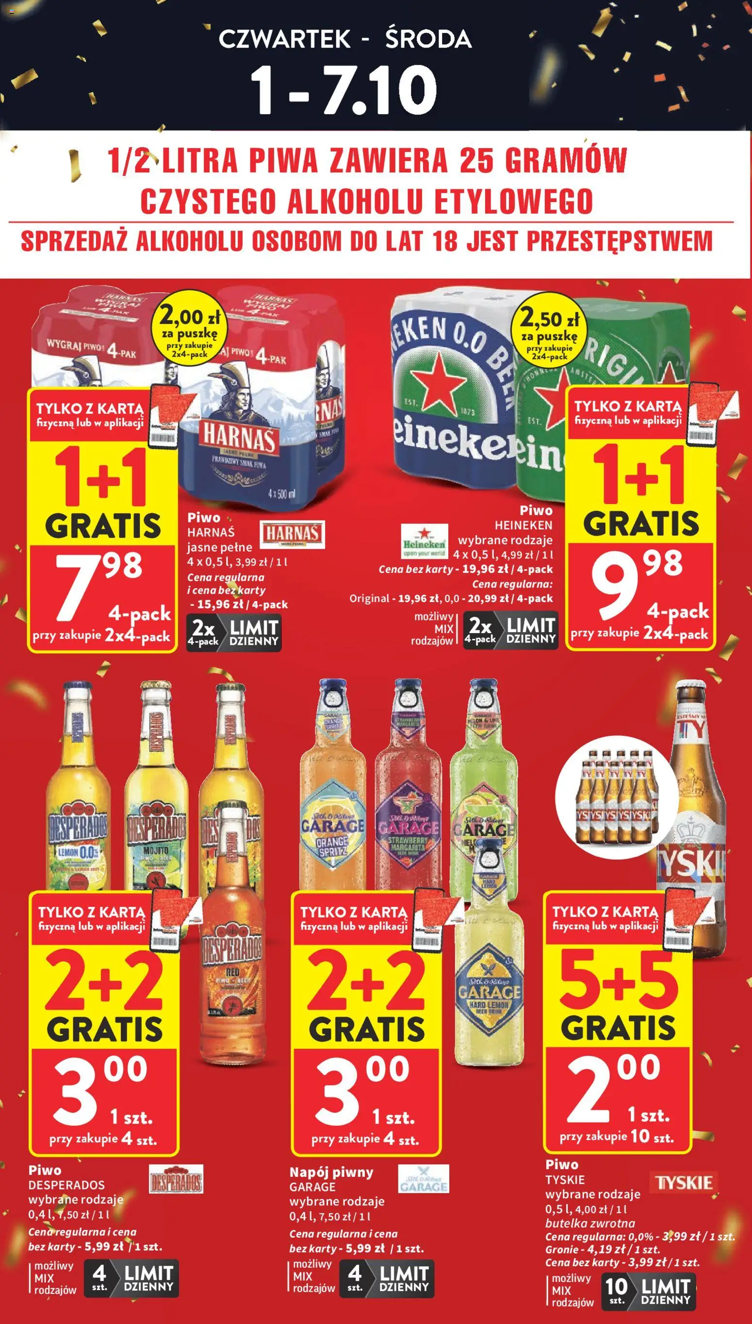Intermarche gazetka od 01.10.2026 | Strona: 6 | Produkty: Karta, Tyskie, Piwo Harnaś, Piwo