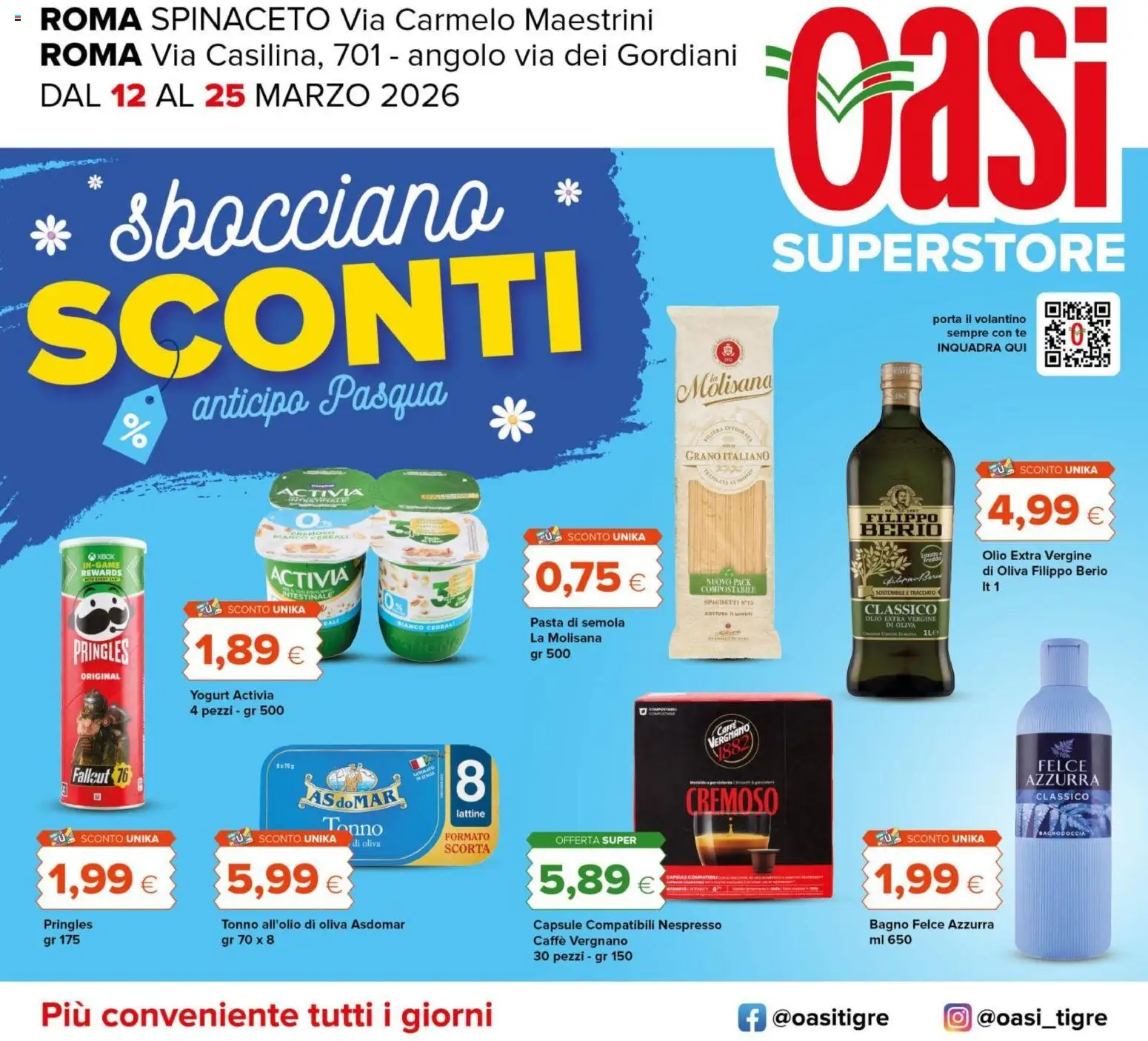 Volantino Oasi del 11.03.2026 | Pagina: 1 | Prodotti: Cereali, Pasta, Olio extra vergine, Xbox