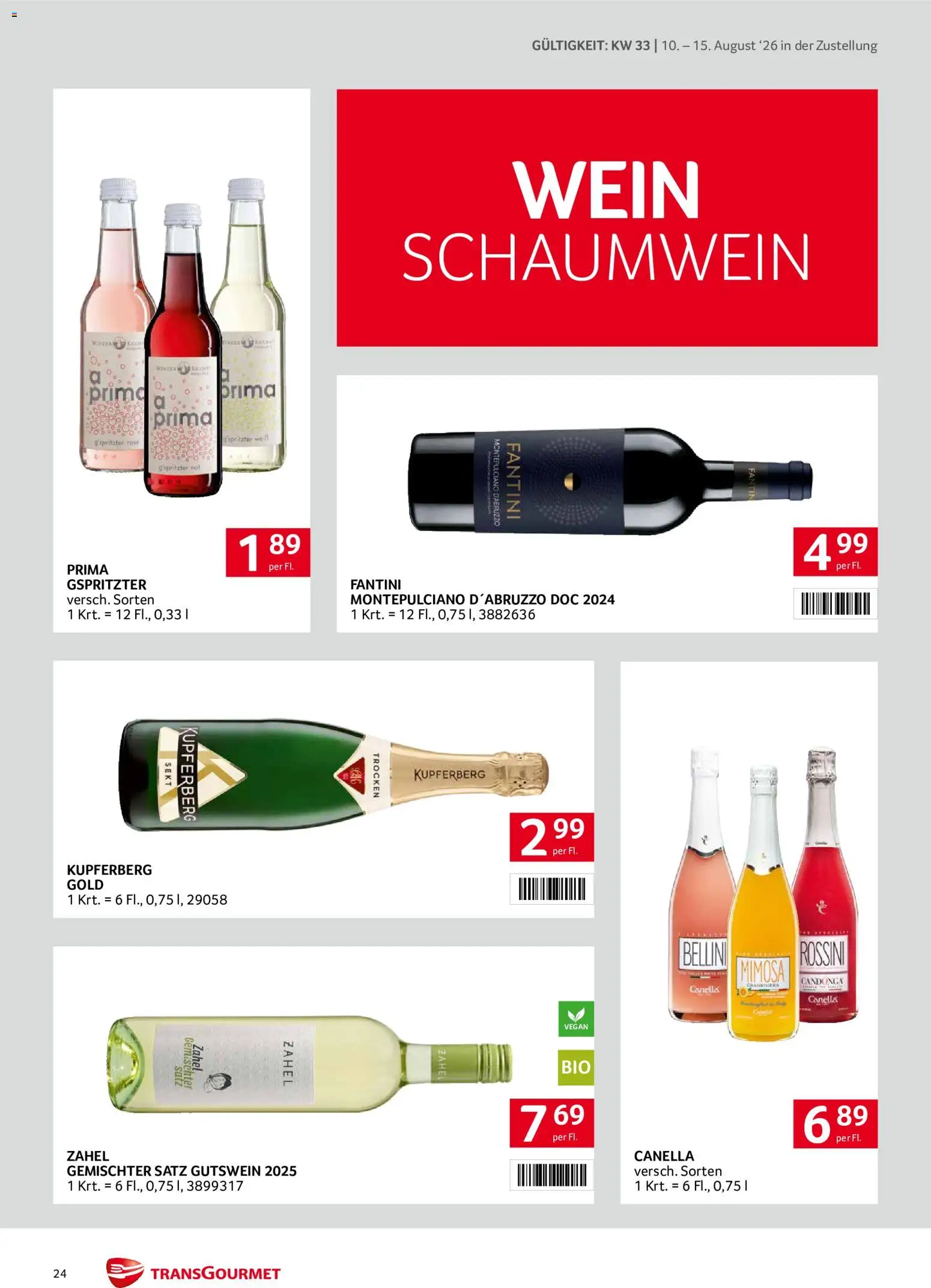 Transgourmet Zustellaktion gültig ab 10.08.2026 | Seite: 24 | Produkte: Wein