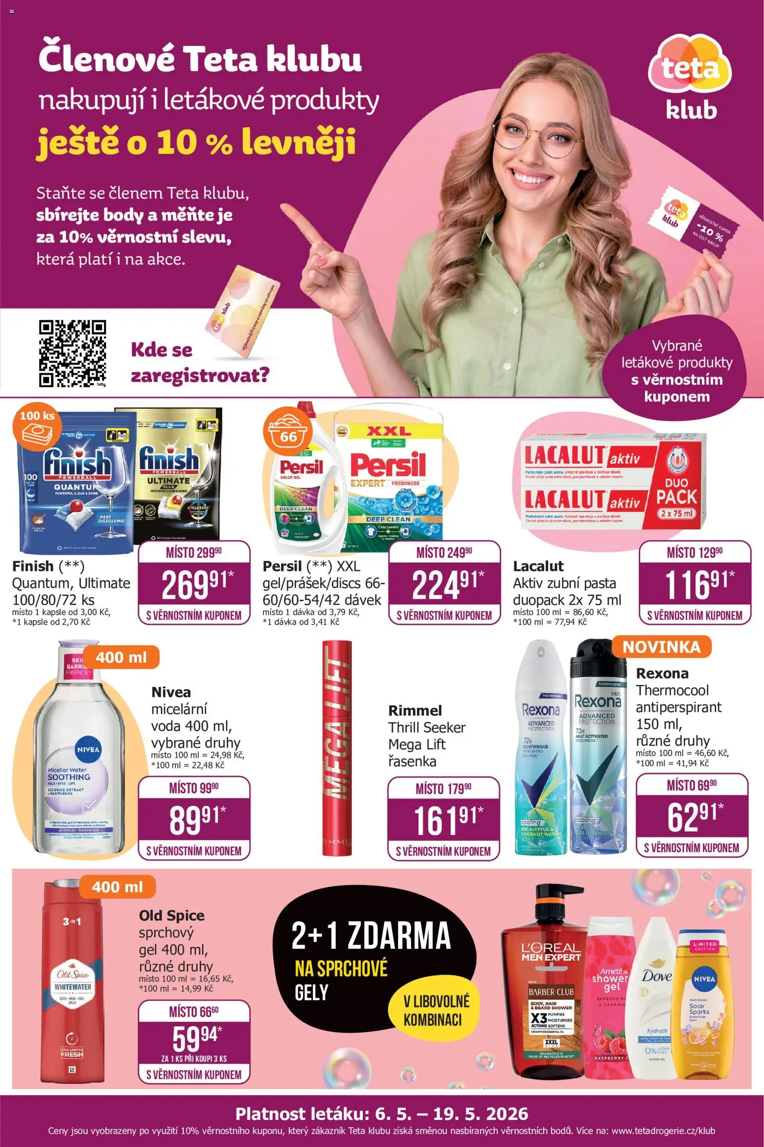 TETA Drogerie leták - Klub od 06.05.2026 | Strana: 1 | Produkty: Zubní pasta, Nivea, Dove, Panthenol