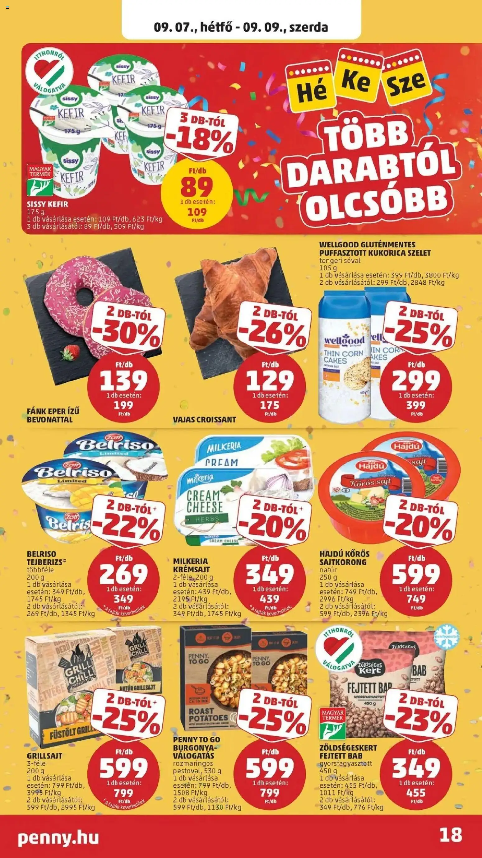 PENNY akciós ujság - amely érvényes a következő dátumtól: 2026.09.03. | Oldal: 18 | Termékek: Kefir, Grill, Fejtett bab, Gluténmentes