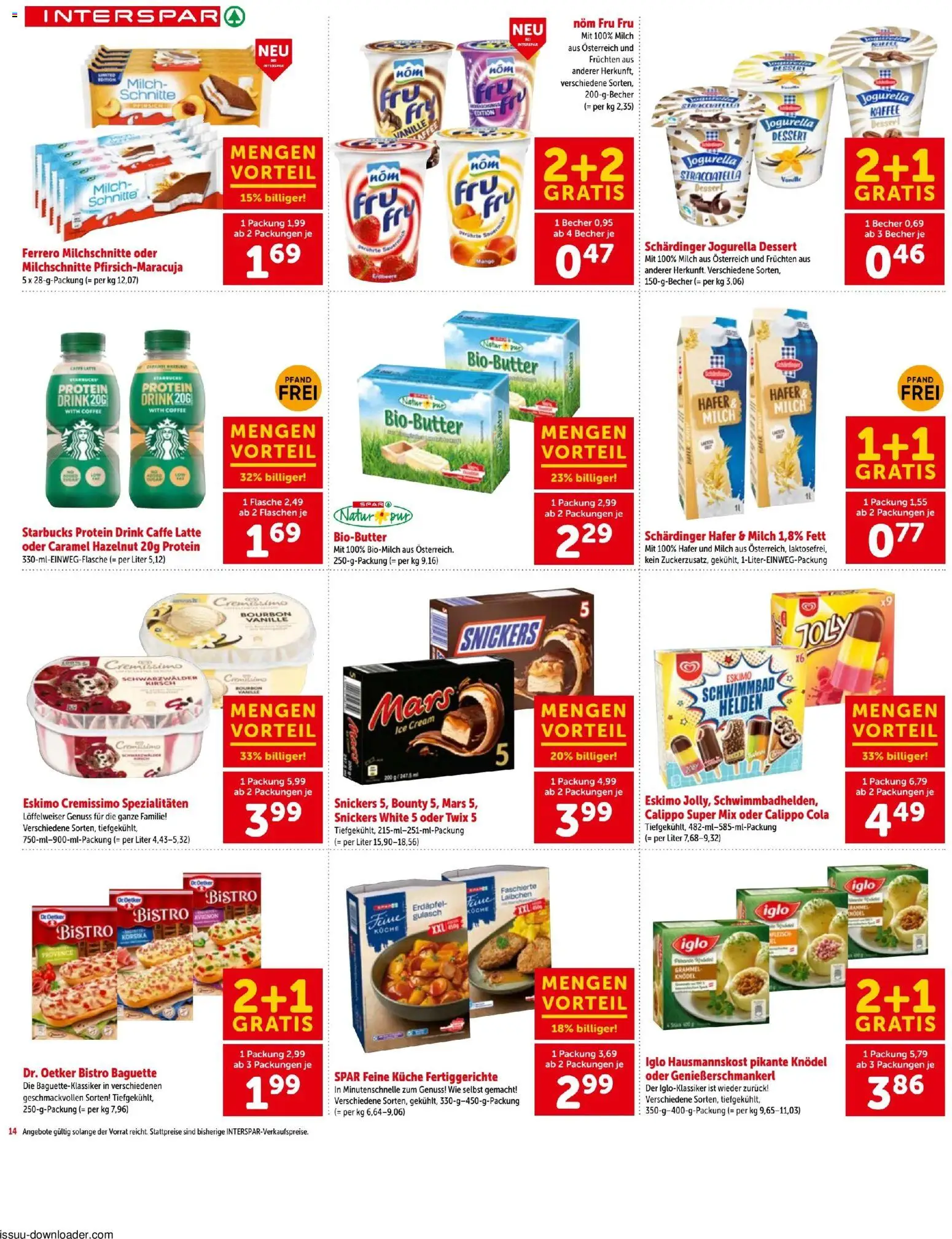 Interspar - Flugblatt gültig ab 07.05.2026 | Seite: 14 | Produkte: Fertiggerichte, Jääkaappipakastin, Milch, Kaffee