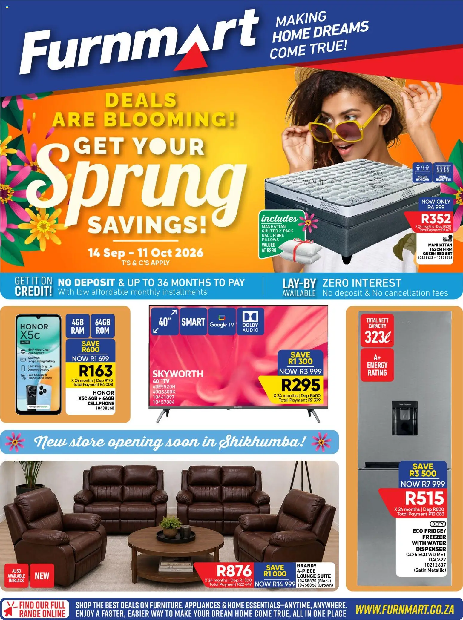 New Furnmart catalogue – valid from 14/09/2026 | Page: 1 | Products: Phone, Freezer, Queen bed, Charger