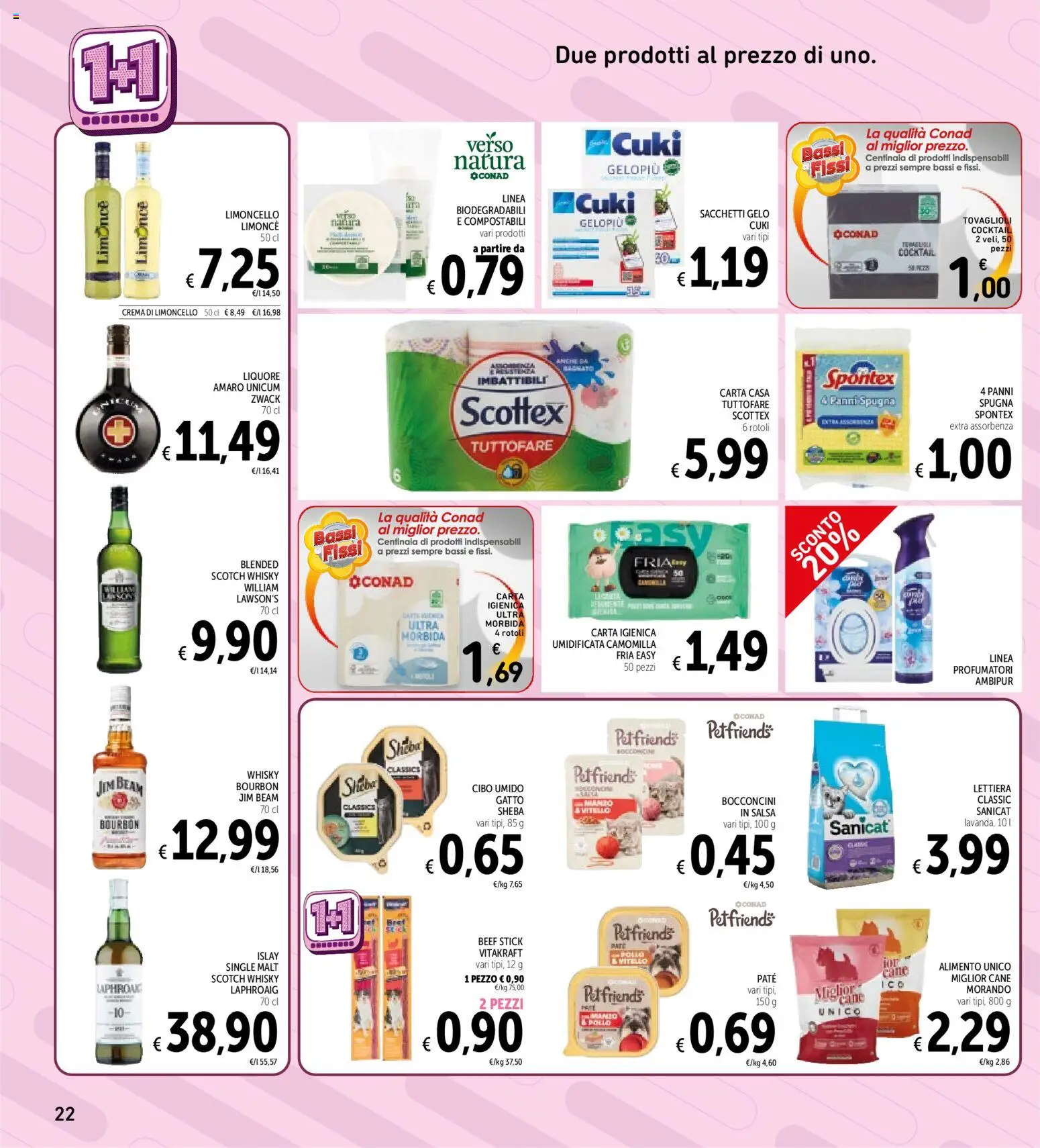 Volantino Spazio Conad del 24/08/2026 | Pagina: 22 | Prodotti: Spugna, Paté, Bourbon, Limoncello