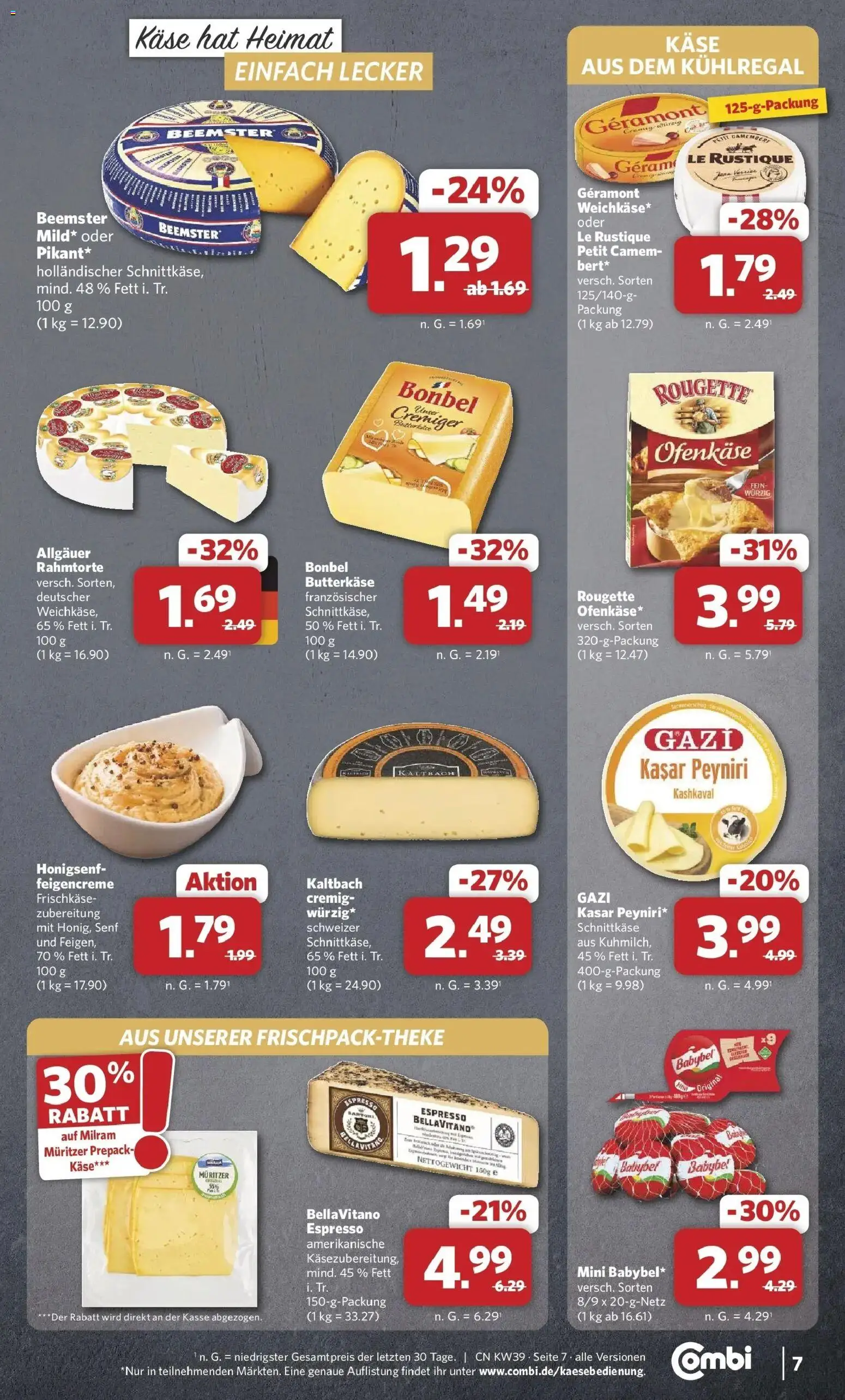 Combi Prospekt Dülmen – gültig ab 21.09.2026 | Seite: 7 | Produkte: Geramont, Käse, Camembert, Milram