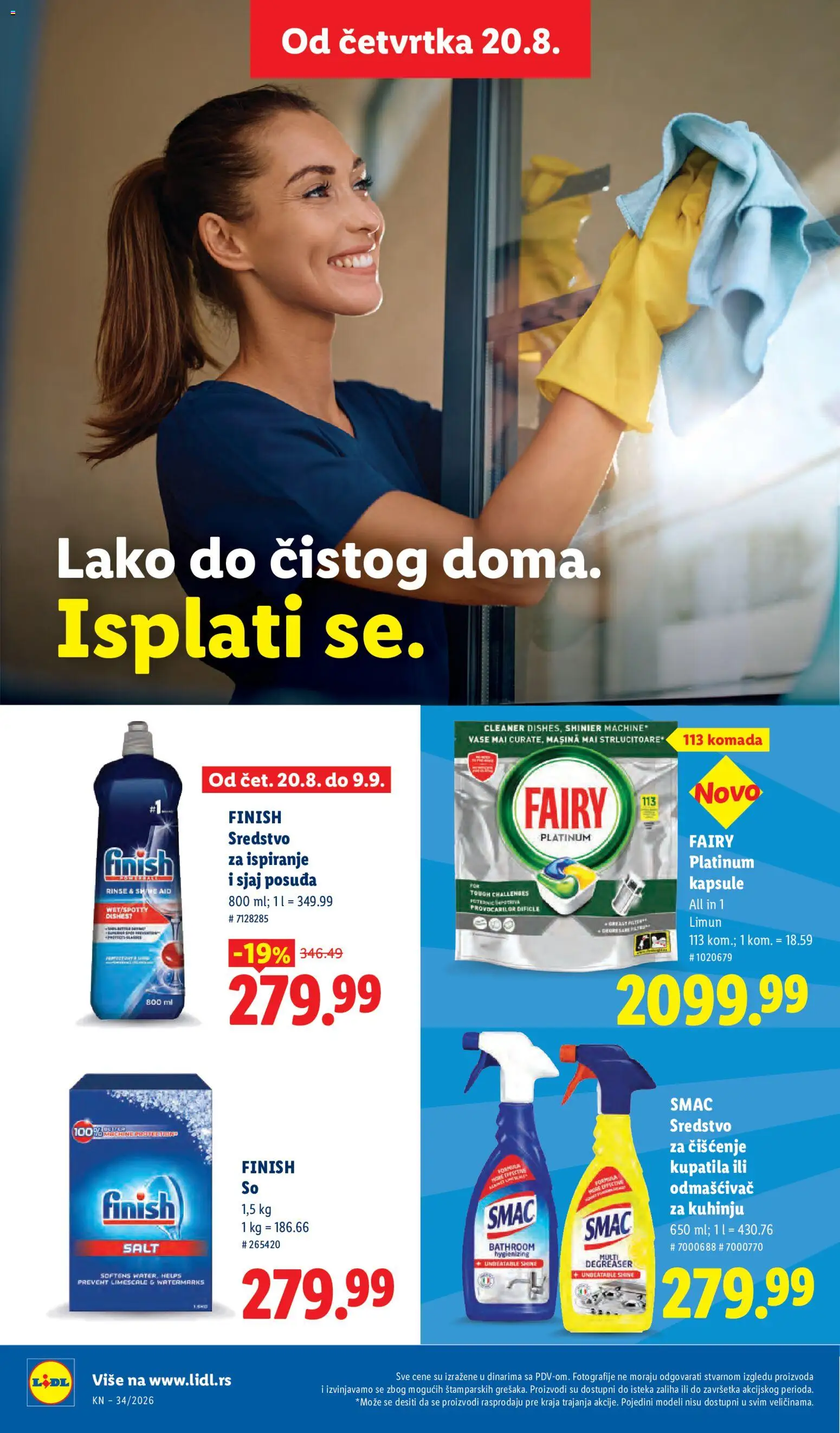 Lidl katalog - važi od 20.08.2026 | Strana: 36 | Proizvode: Kapsule, Finish, Sredstvo za čišćenje, Limun