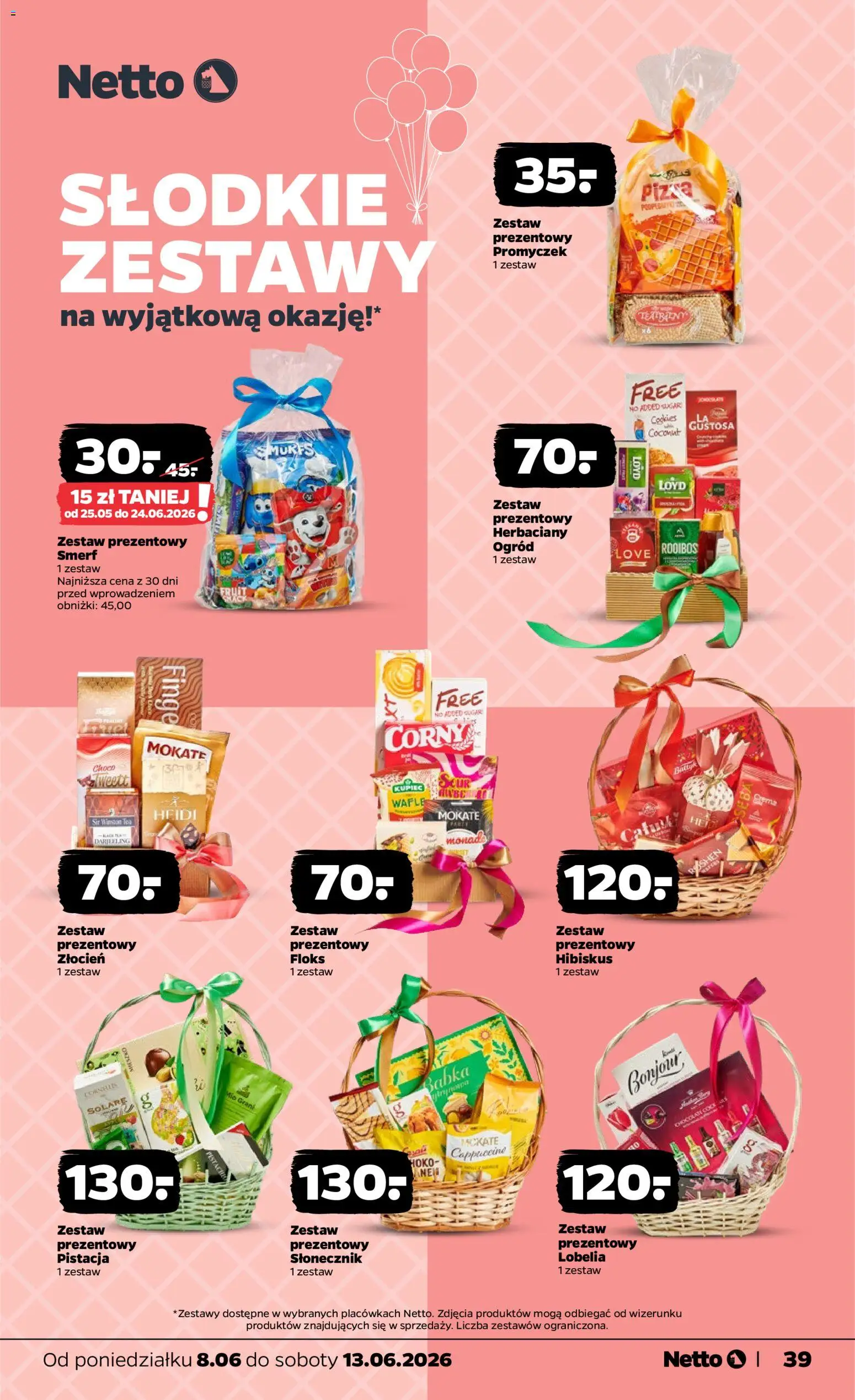 Netto gazetka od poniedziałku spożywcza od 08.06.2026 | Strona: 39 | Produkty: Cappuccino, Słonecznik, Babka, Pizza