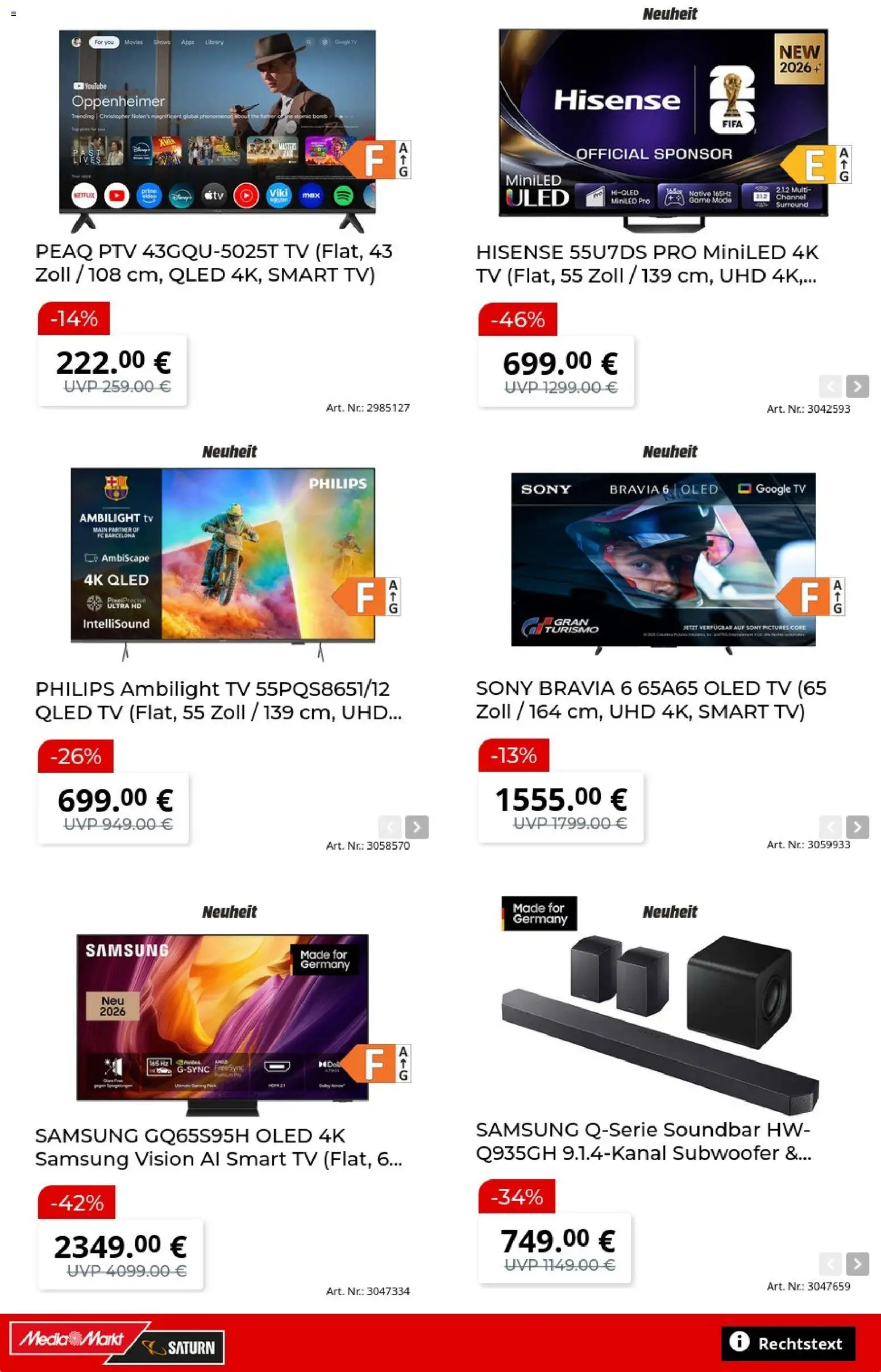 Media Markt Prospekt – gültig ab 07.09.2026 | Seite: 3 | Produkte: Sony, Samsung, Smart TV, Soundbar