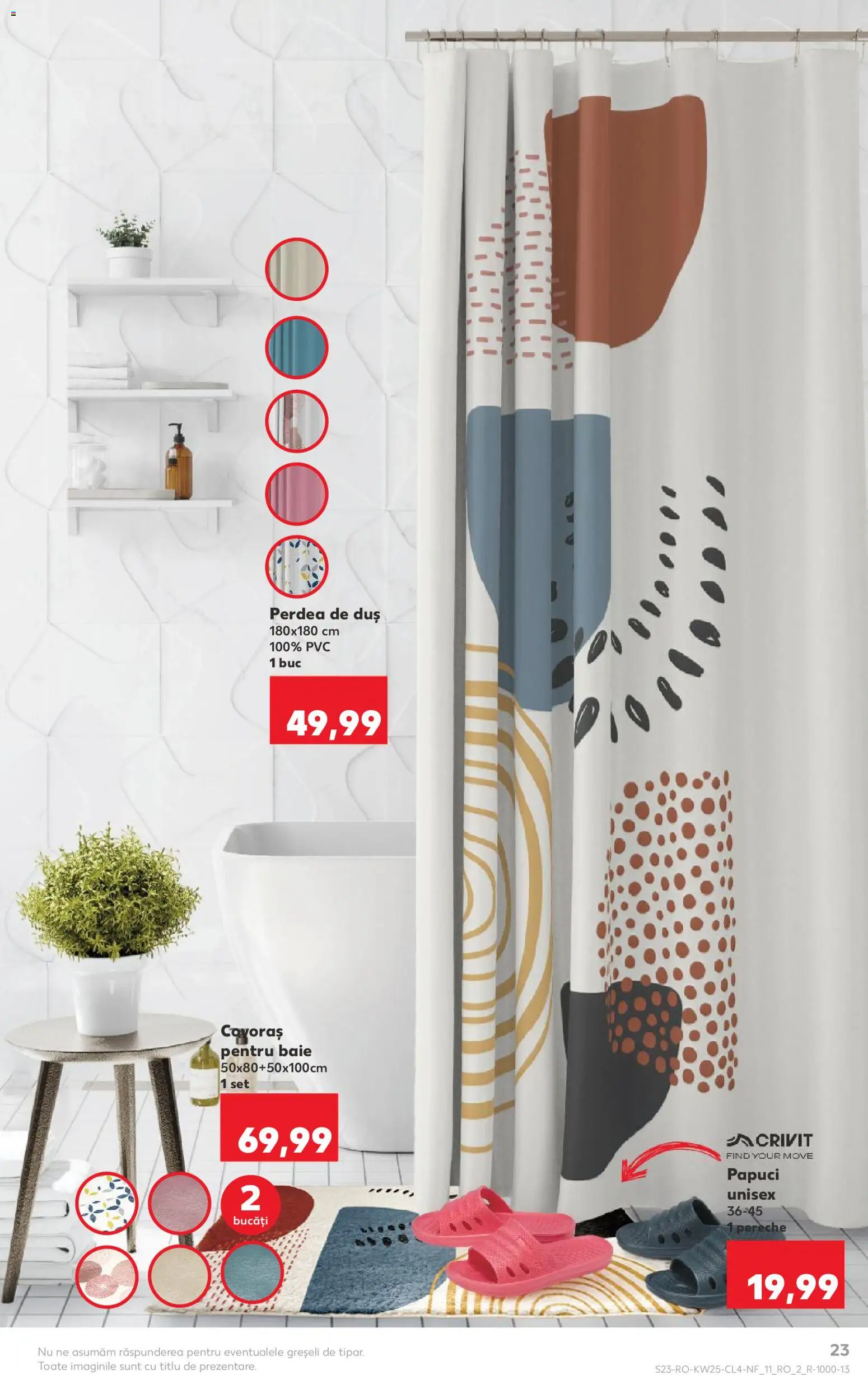 Noul catalog Kaufland – valabil de la 17.06.2026 | Pagină: 23 | Produse: Duș, Perdea, Papuci