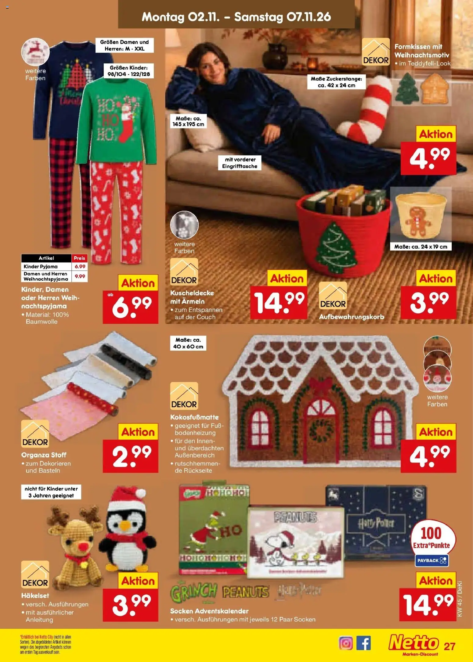 Netto Marken-Discount Prospekt Bad Friedrichshall – gültig ab 02.11.2026 | Seite: 39 | Produkte: Couch, Socken, Pyjama