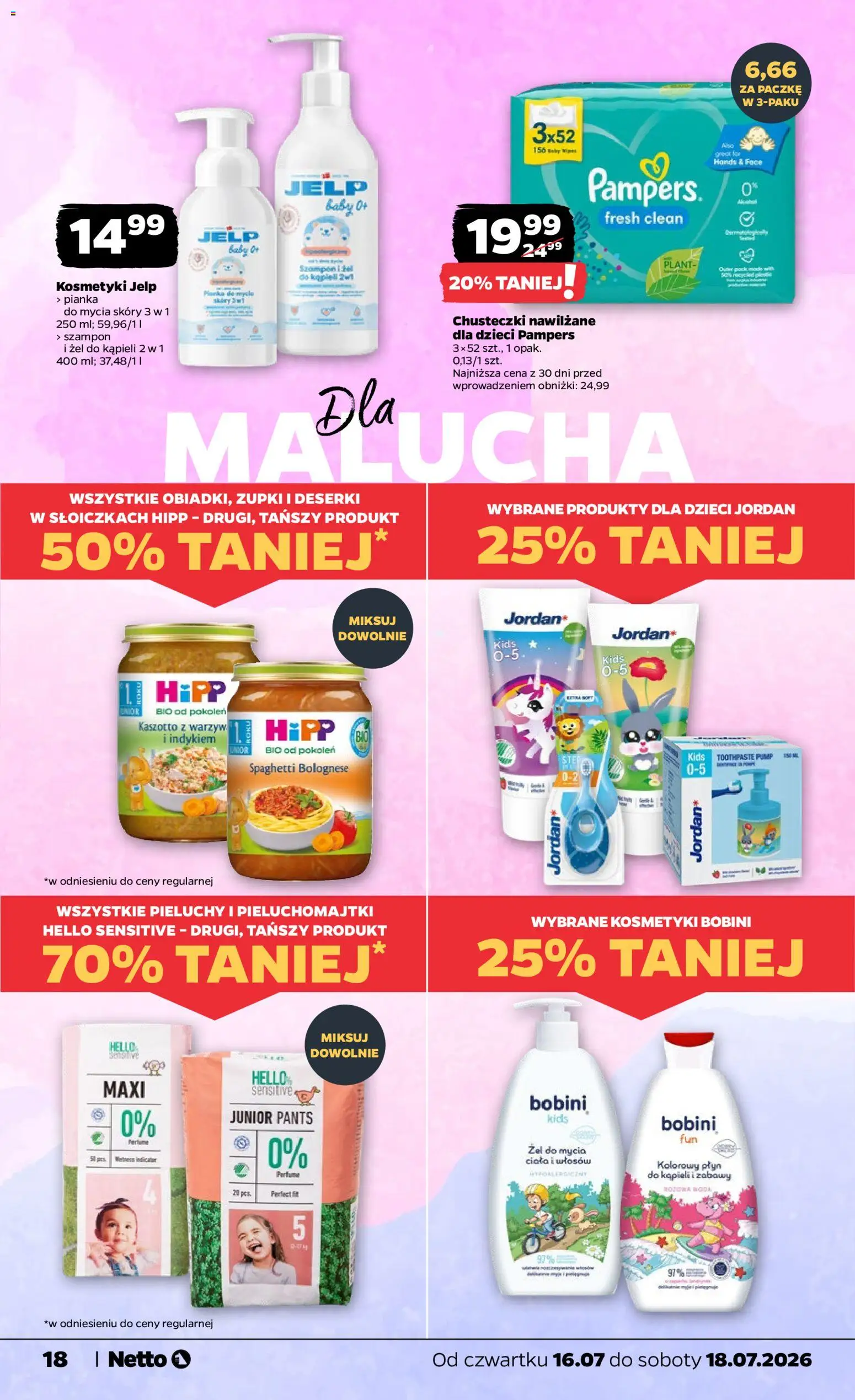 Netto gazetka od czwartku od 16.07.2026 | Strona: 18 | Produkty: Kaszotto, Kosmetyki, Płyn do kąpieli, Woda