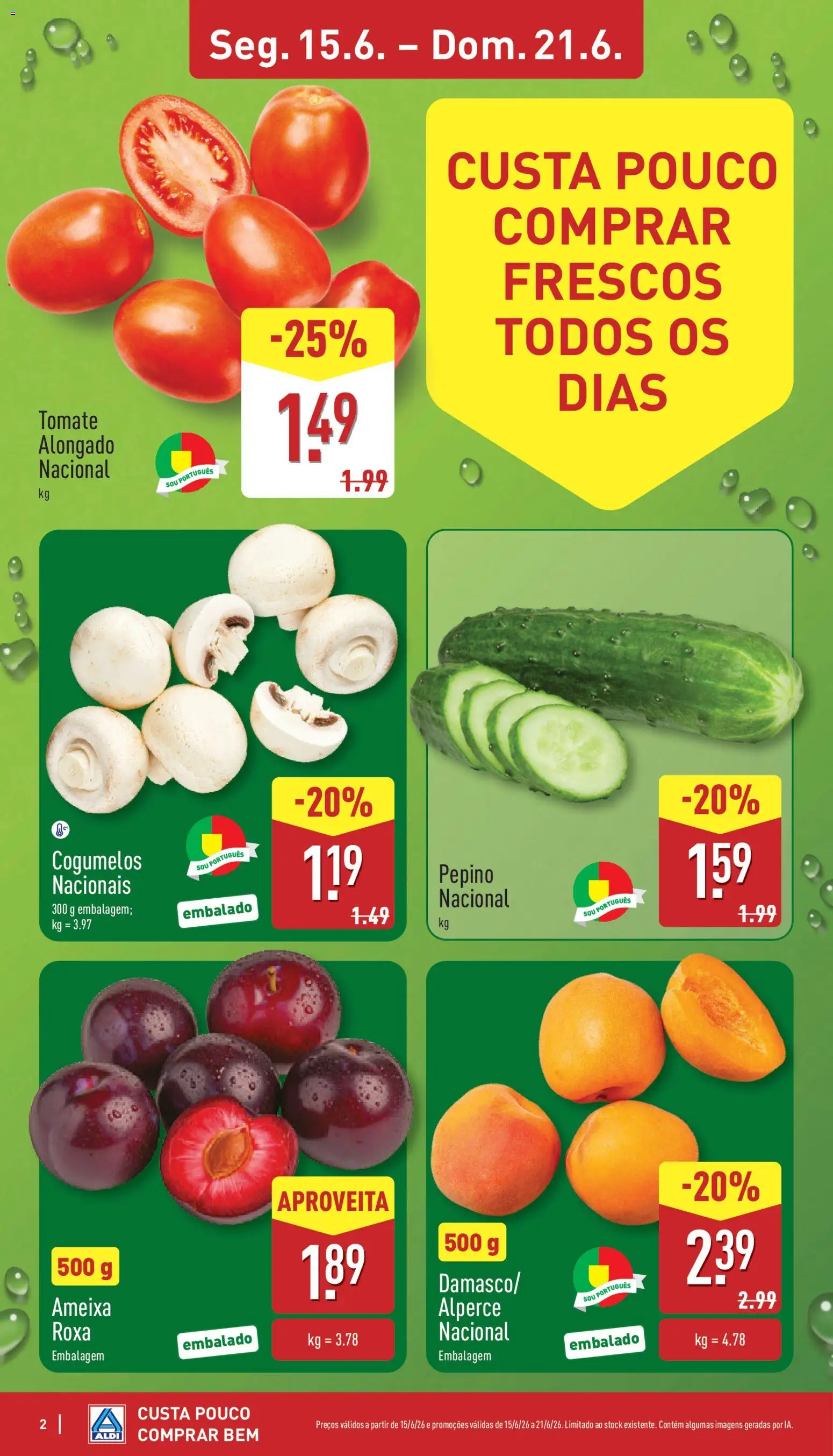 Aldi folheto │ válido de 15.06.2026 | Página: 2 | Produtos: Tomate, Cogumelos