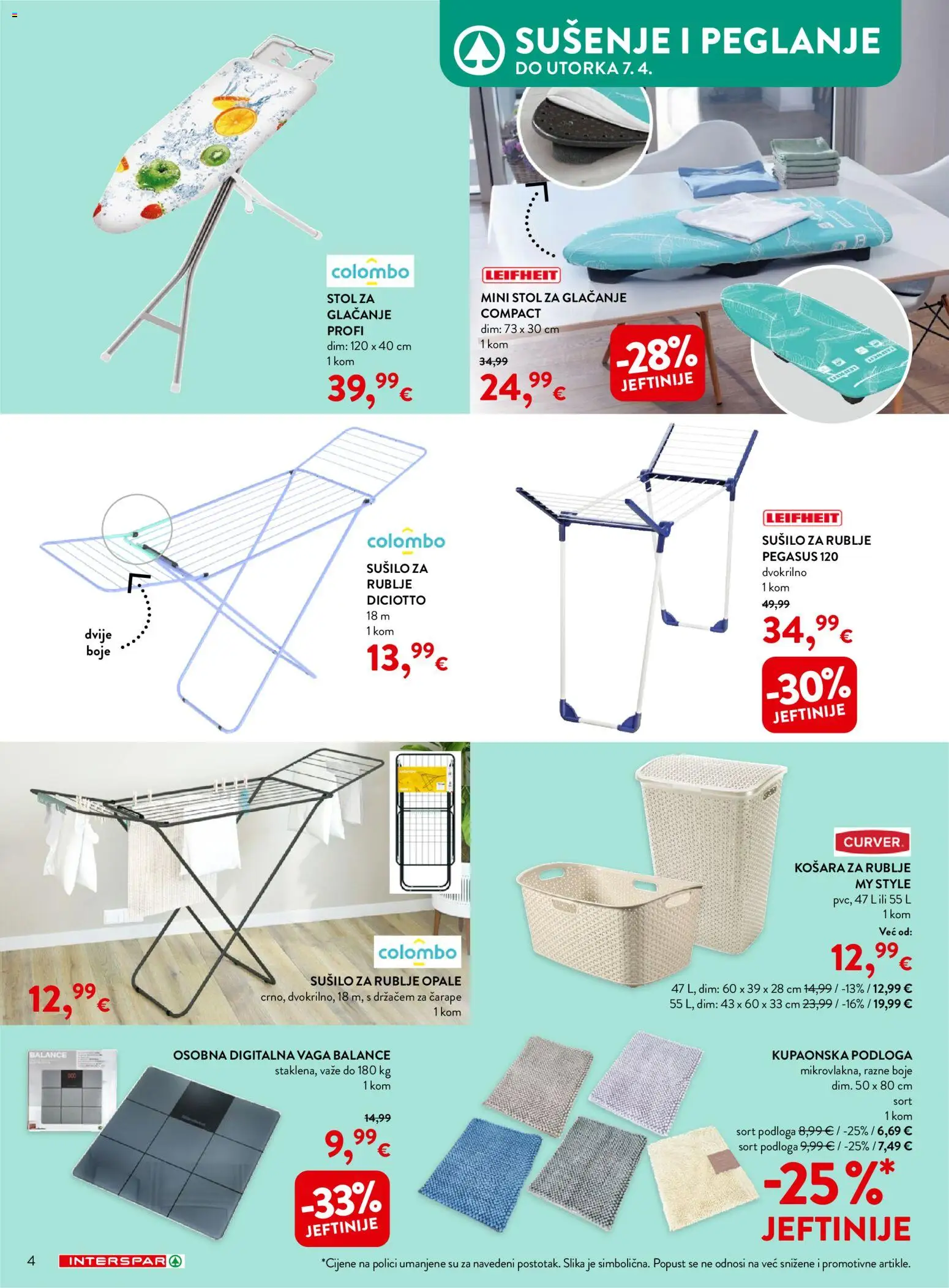 Interspar katalog | vrijedi od 04.03.2026 | Stranica: 4 | Proizvodi: Stol, Sušilo za rublje, Košara za rublje, Vaga