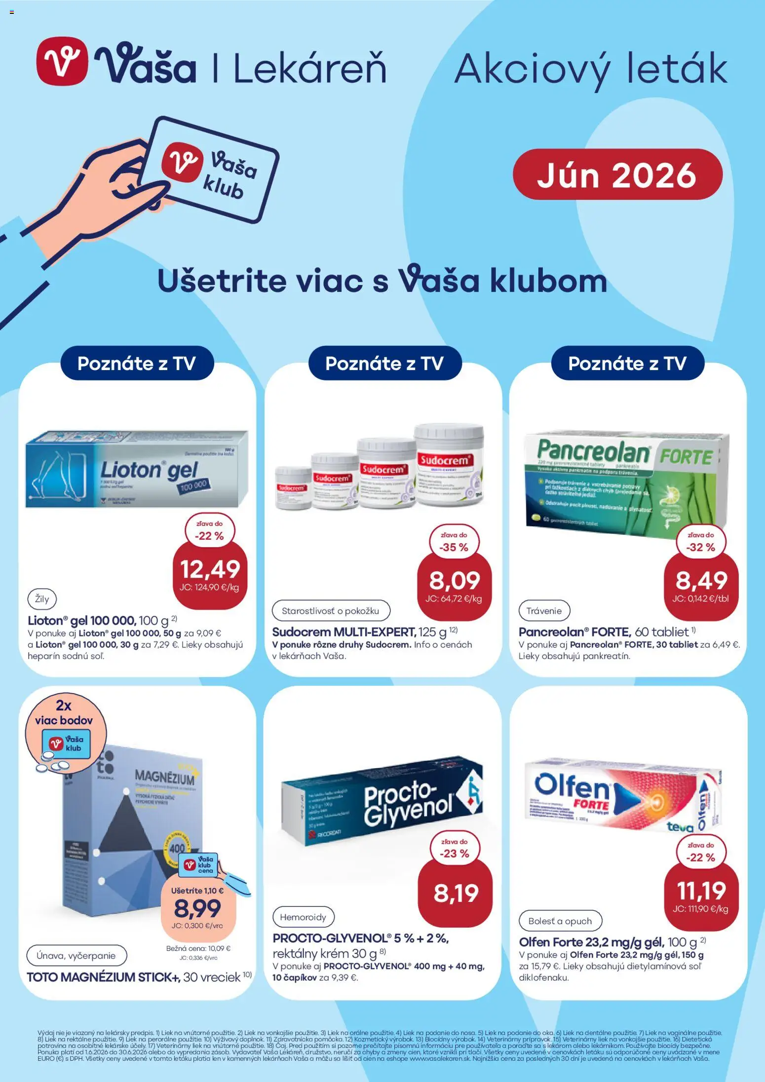 Nové Vaša lekáreň akcie – leták je platný od 01.06.2026 | Strana: 1 | Produkty: Tv, Sudocrem, Soľ