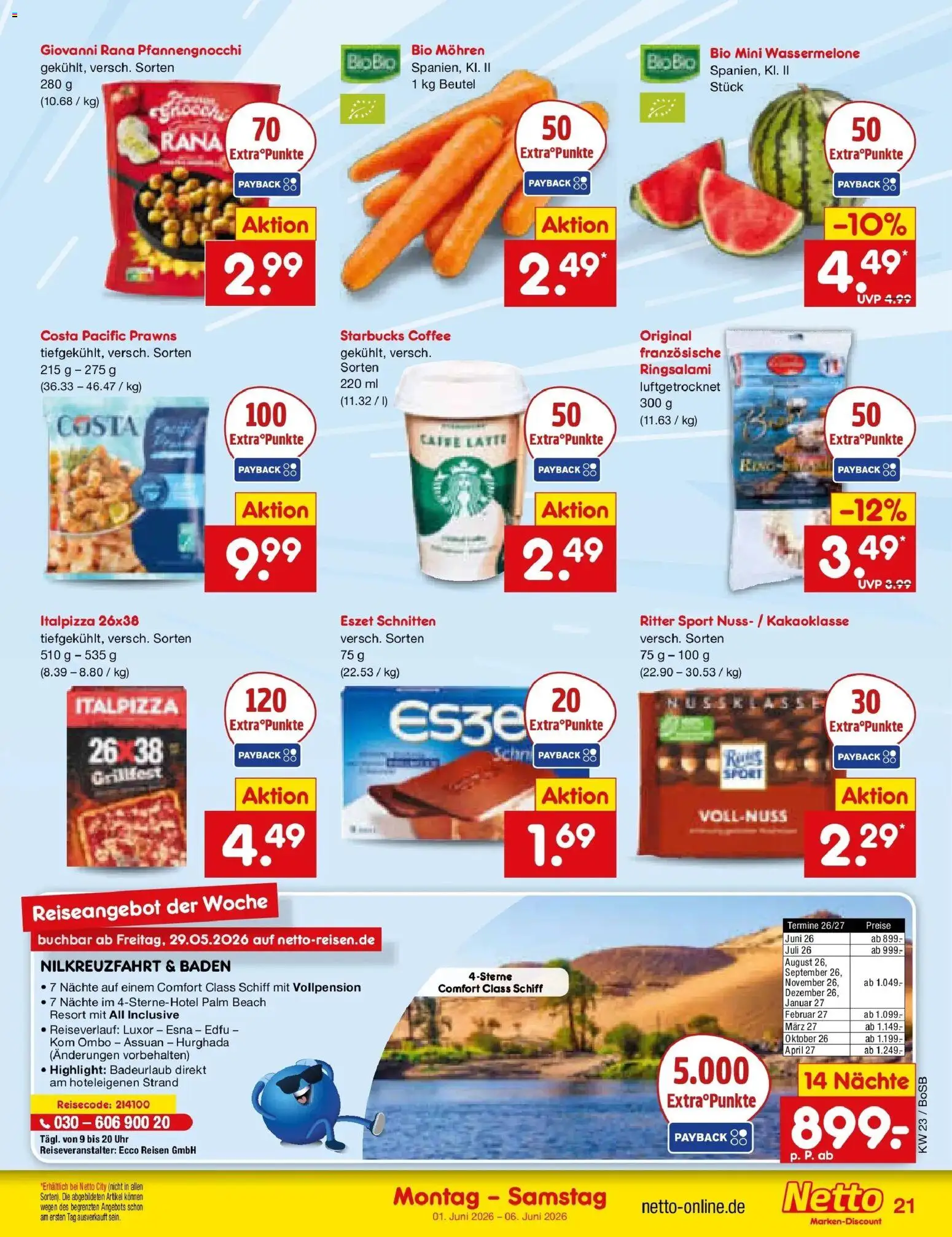 Netto Marken-Discount Prospekt Stadtlohn – gültig ab 01.06.2026 | Seite: 23 | Produkte: Ritter sport, Starbucks, Wassermelone, Uhr
