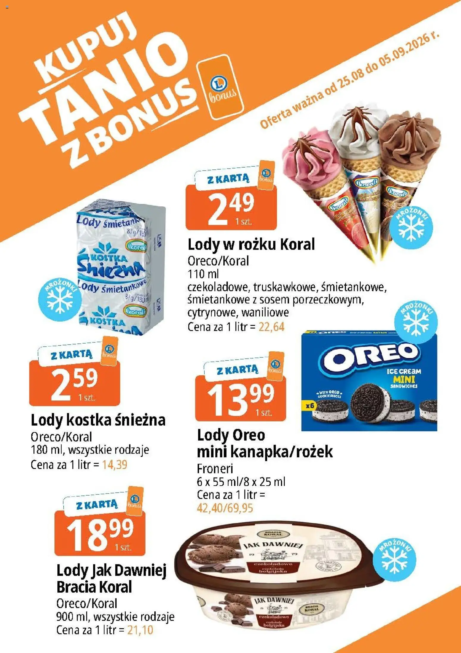 E.Leclerc gazetka - Kupuj Tanio Z Bonus od 25.08.2026 | Strona: 11 | Produkty: Czekoladowa, Oreo, Lody Oreo, Lody