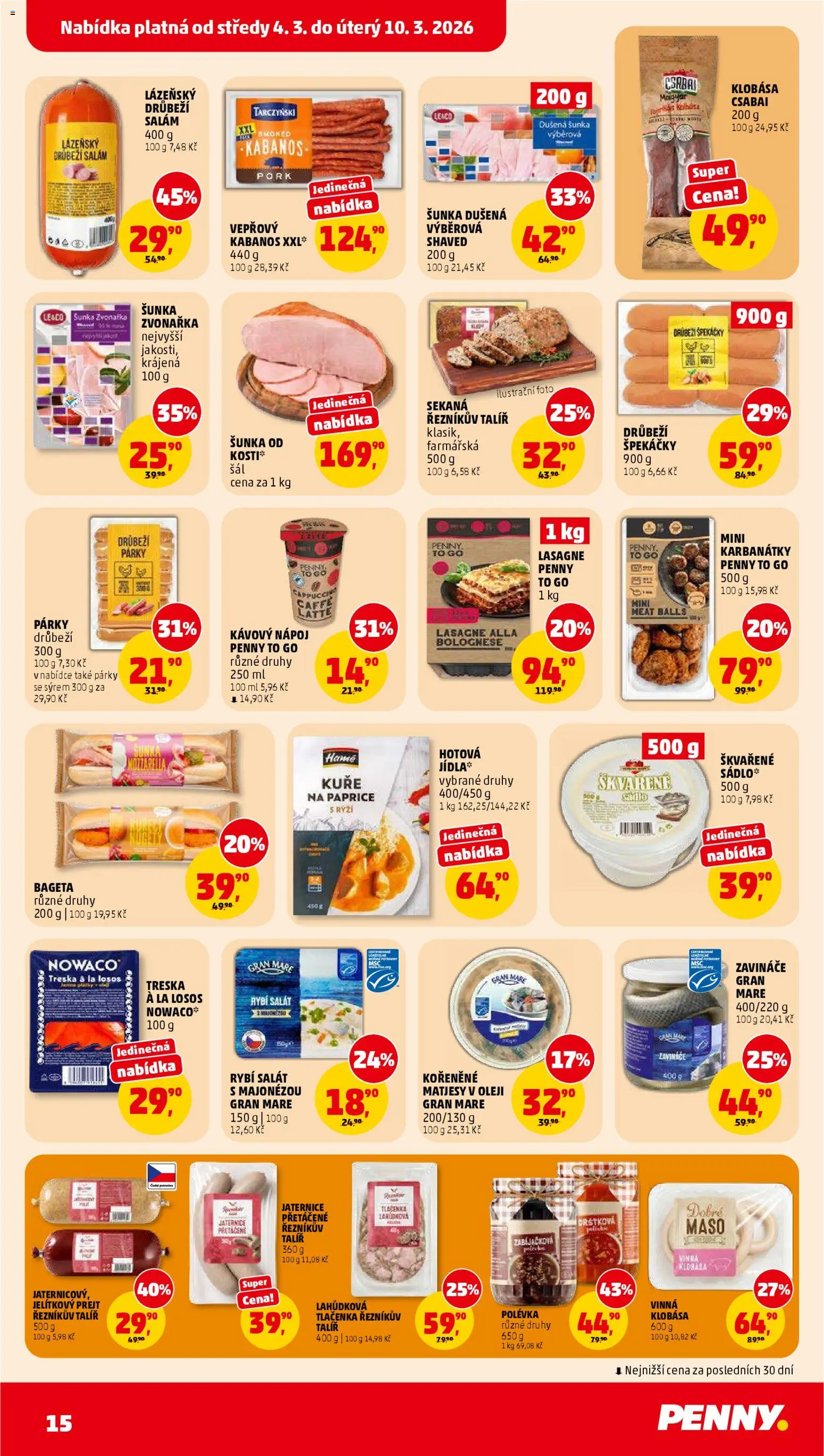 Penny Market leták od 04.03.2026 | Strana: 15 | Produkty: Salám, Treska, Salát, Sekaná