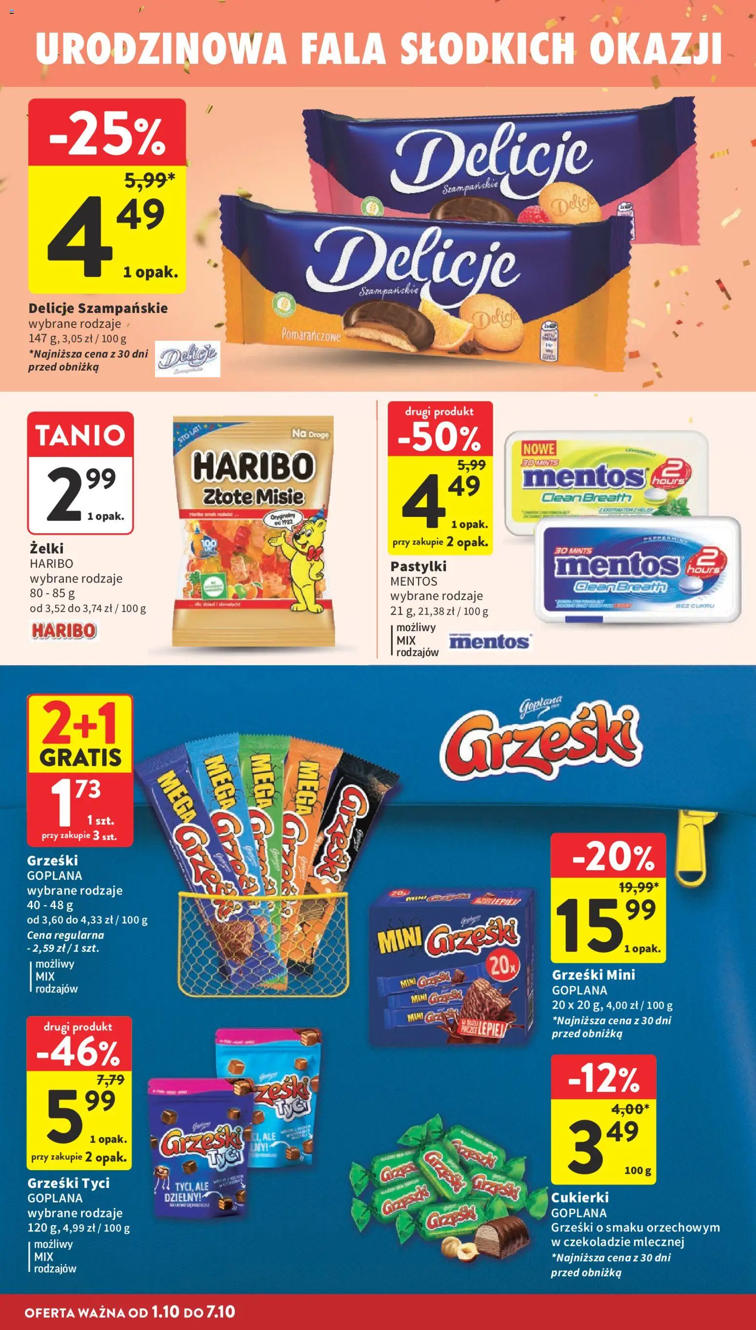 Intermarche gazetka od 01.10.2026 | Strona: 30 | Produkty: Grześki tyci, Żelki, Cukierki