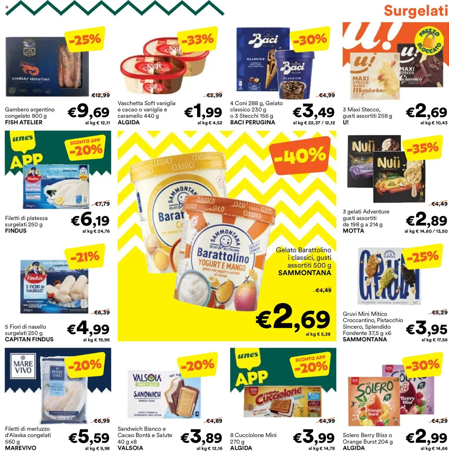 Volantino Unes del 03.06.2026 | Pagina: 3 | Prodotti: Yogurt, Merluzzo, Gelato, Cacao