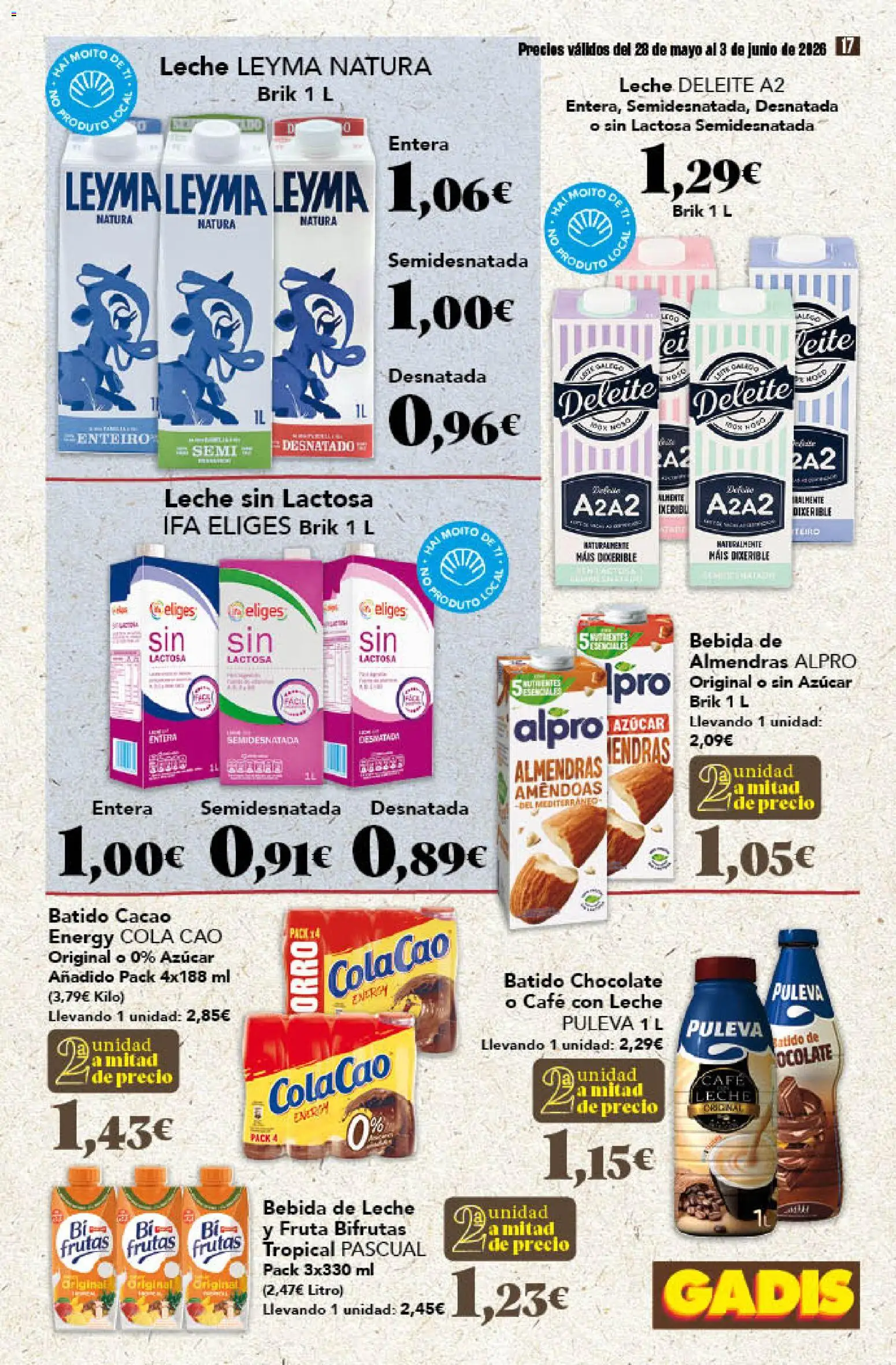Gadis folleto │ válido desde el 28.05.2026 | Página: 17 | Productos: Café con leche, Leche, Chocolate, Φρυγανιές σικάλεως