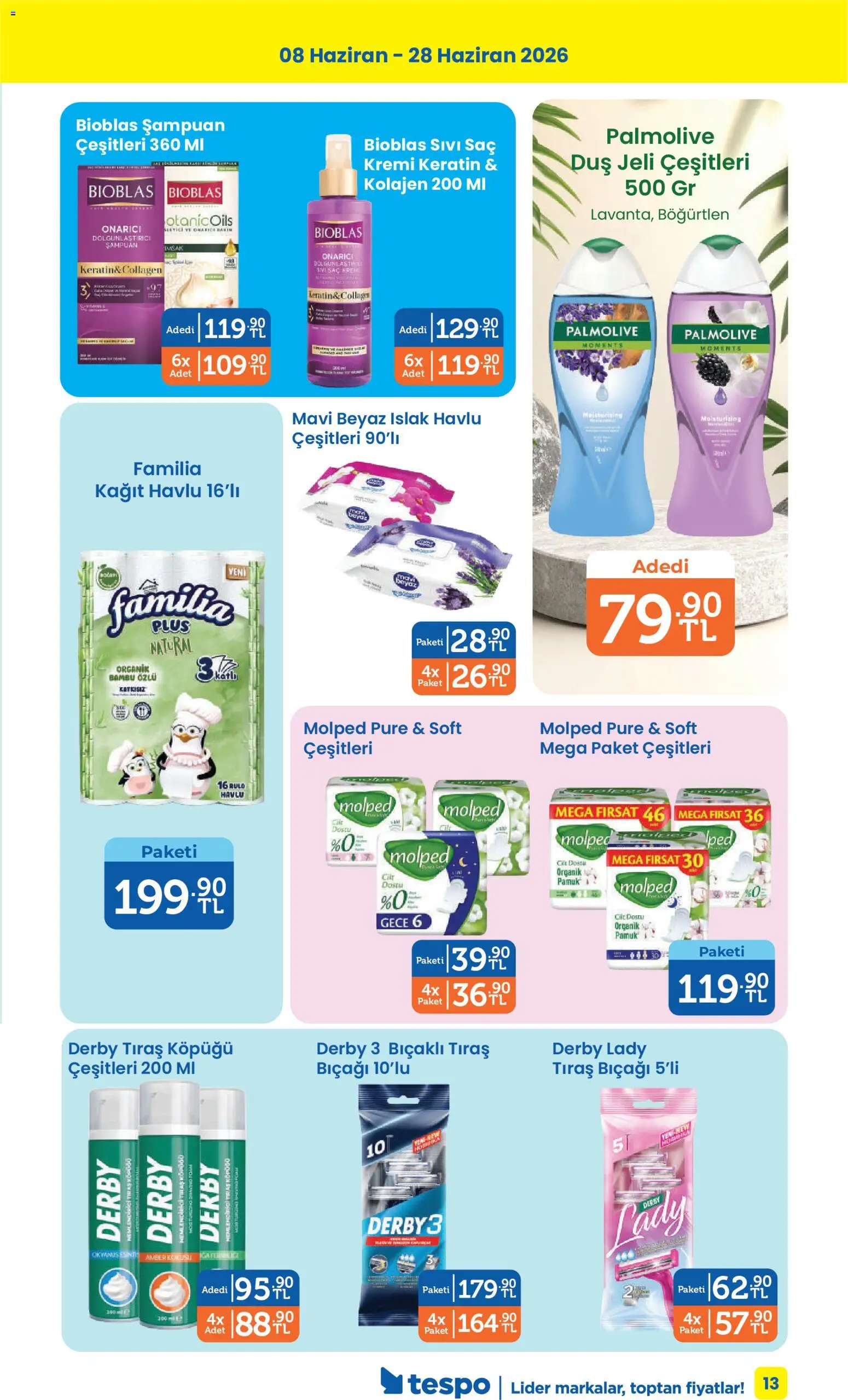 Tespo Katalog - 08.06.2026 tarihinden itibaren geçerlidir | Sayfa: 13 | Ürünler: Duş, Şampuan, Tıraş köpüğü, Kağıt havlu