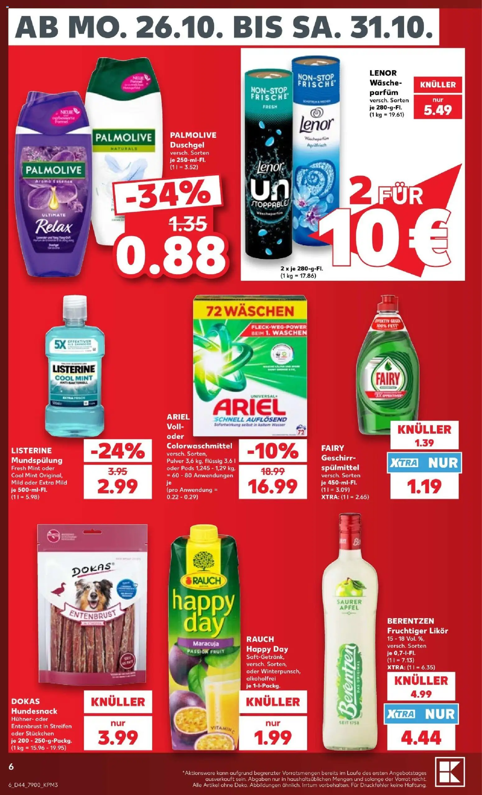 Kaufland Prospekt Köln – gültig ab 26.10.2026 | Seite: 6 | Produkte: Ariel, Likör, Äpfel, Listerine