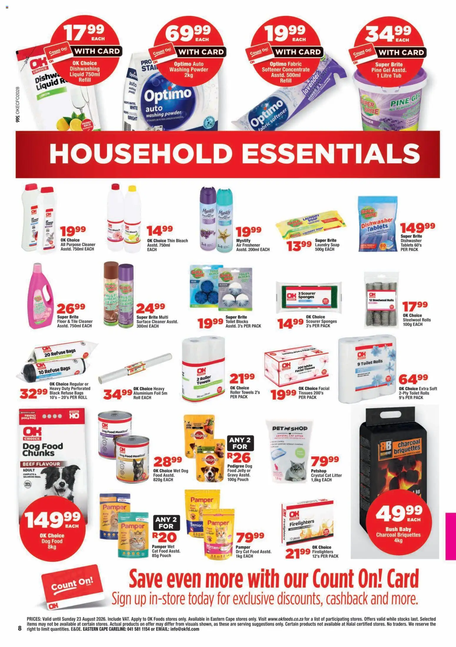 New OK Foods catalogue – valid from 12/08/2026 | Page: 8 | Products: Air freshener, Powder, Fabric softener, Tissues