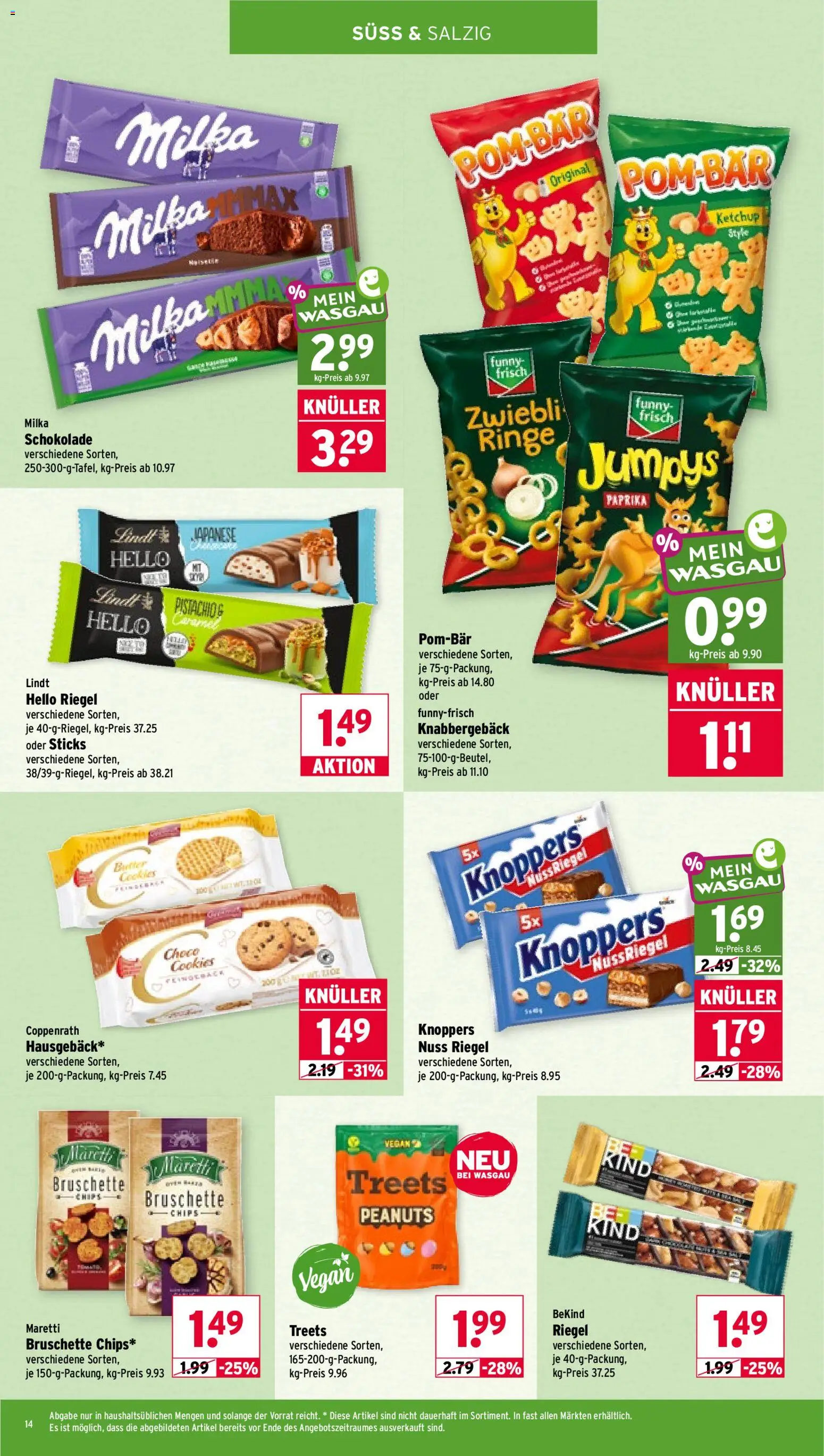 Wasgau Prospekt – gültig ab 13.07.2026 | Seite: 14 | Produkte: Schokolade, Funny frisch, Lindt, Ketchup