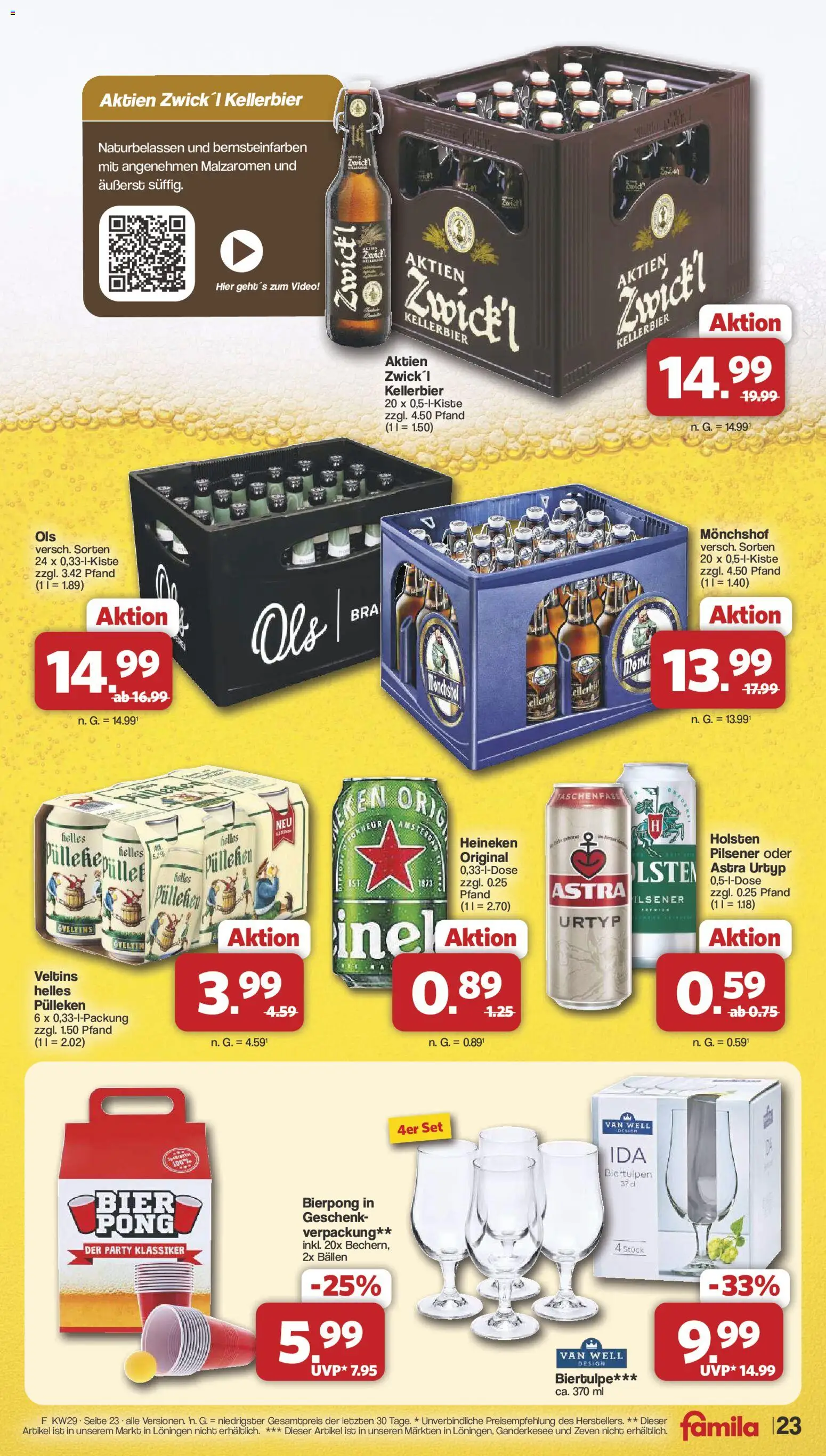 Famila Nordwest Prospekt – gültig ab 13.07.2026 | Seite: 23 | Produkte: Helles pulleken, Monchshof, Astra, Heineken