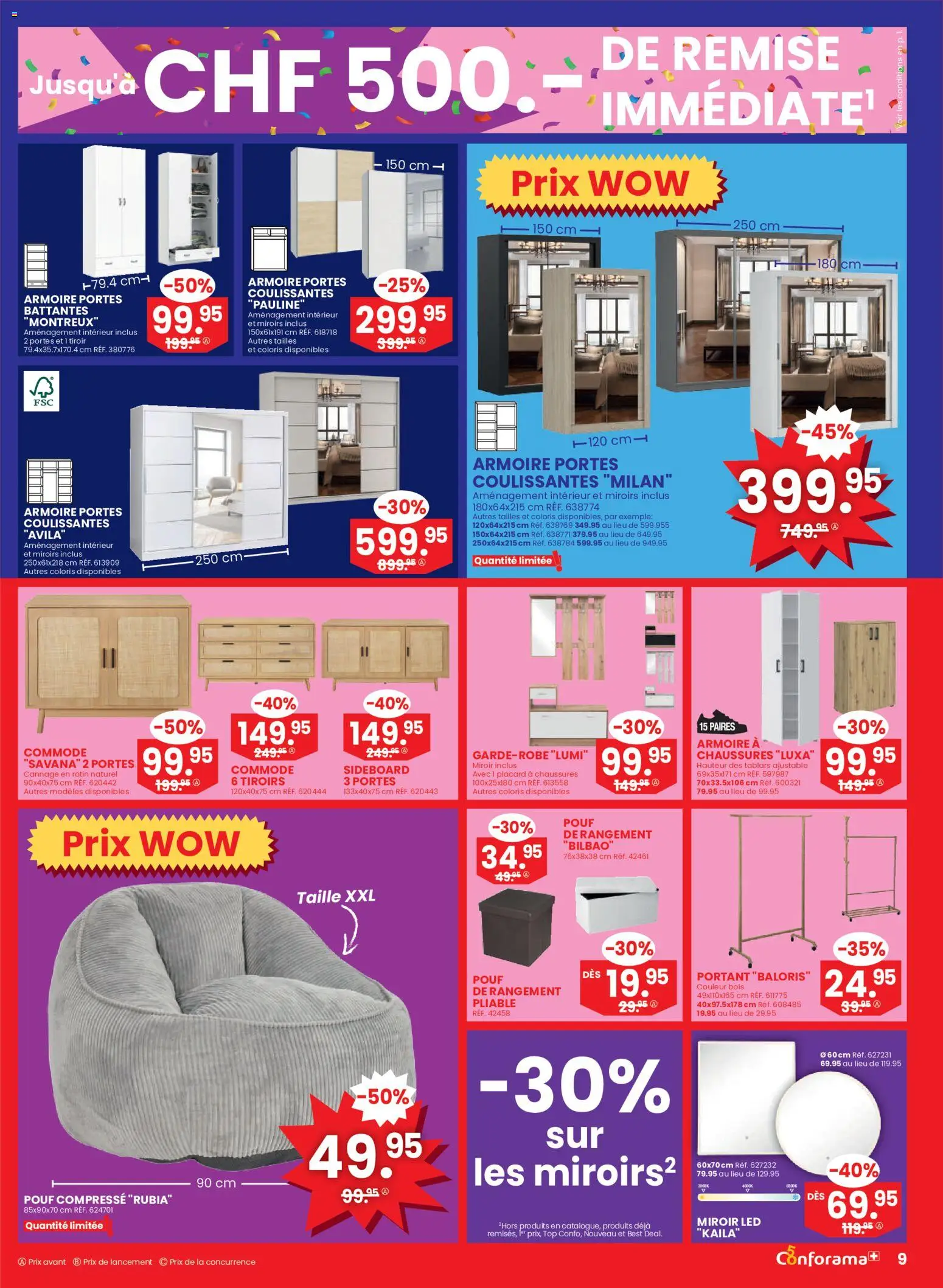 Conforama aktionen FR – gültig ab 09.09.2026 | Seite: 9 | Produkte: Pouf, Top, Sideboard