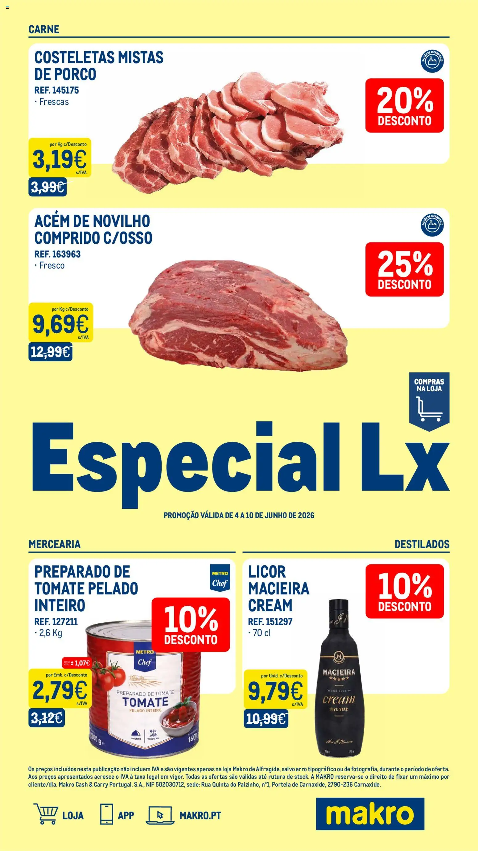 Makro Especial Lx Semana 23 │ válido de 04.06.2026 | Página: 1 | Produtos: Licor, Carne, Tomate