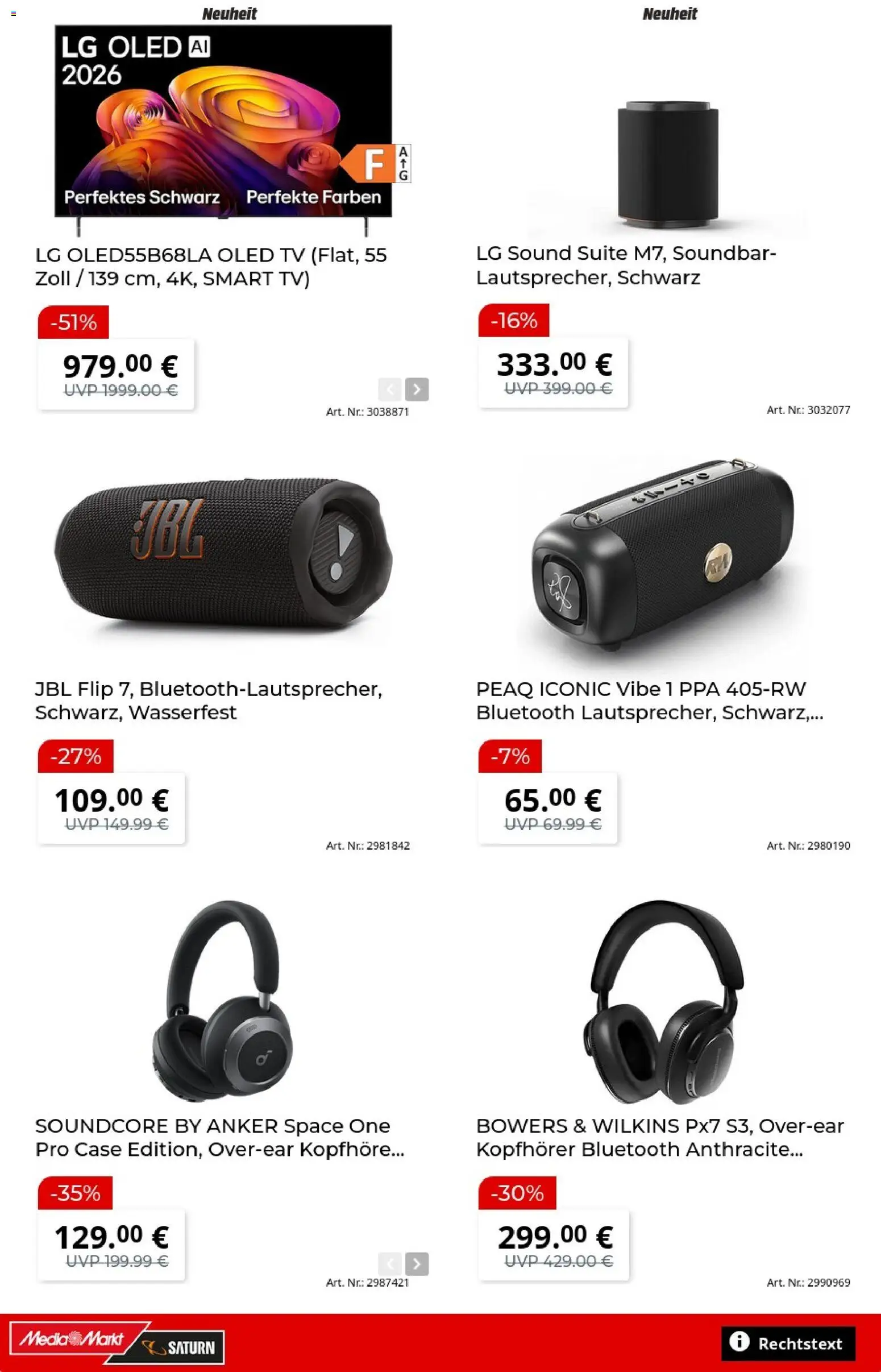Media Markt Prospekt – gültig ab 07.09.2026 | Seite: 4 | Produkte: Smart TV, Soundbar, TV, Kopfhörer