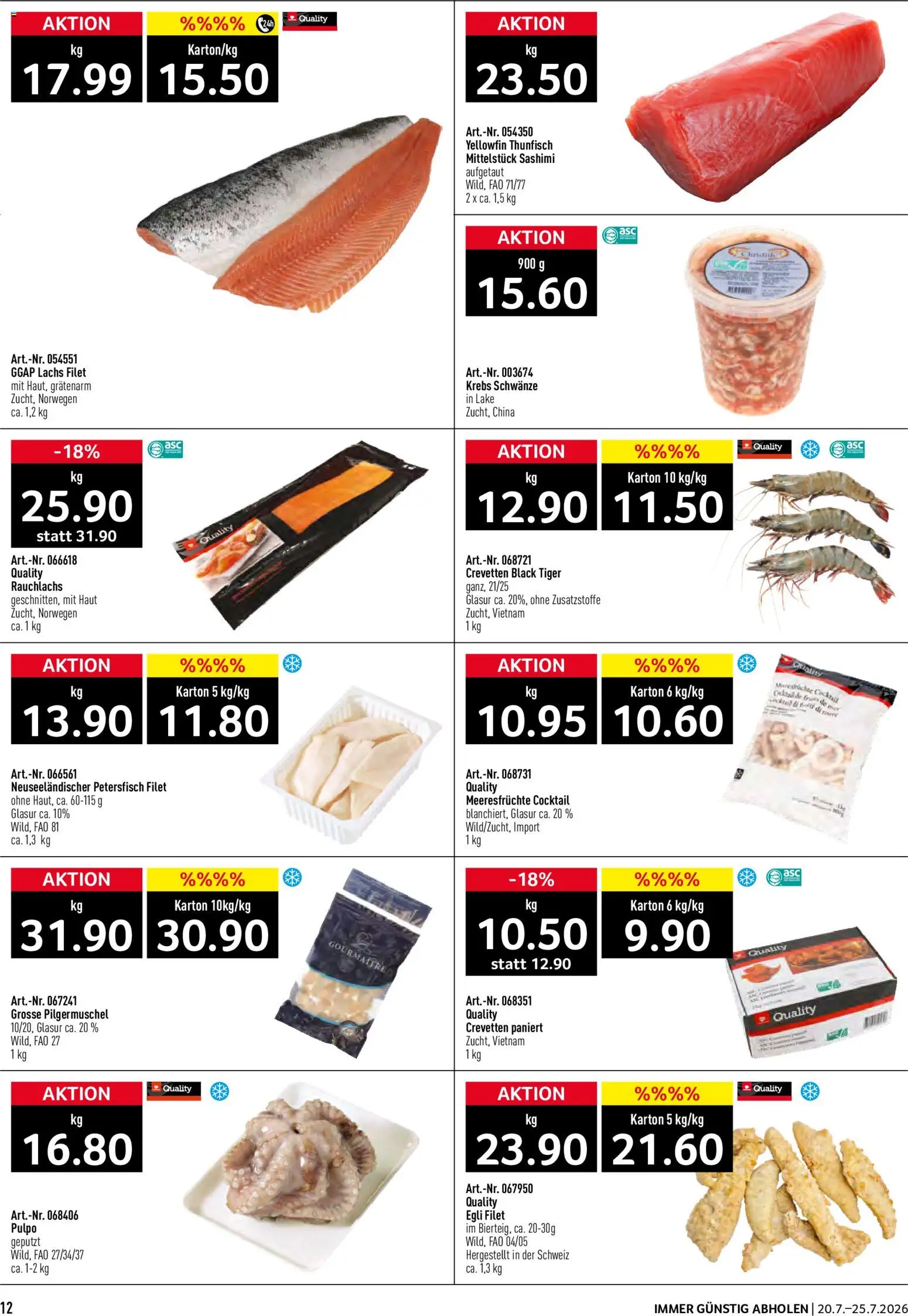 Prodega aktionen – gültig ab 20.07.2026 | Seite: 12 | Produkte: Lachs, Meeresfrüchte