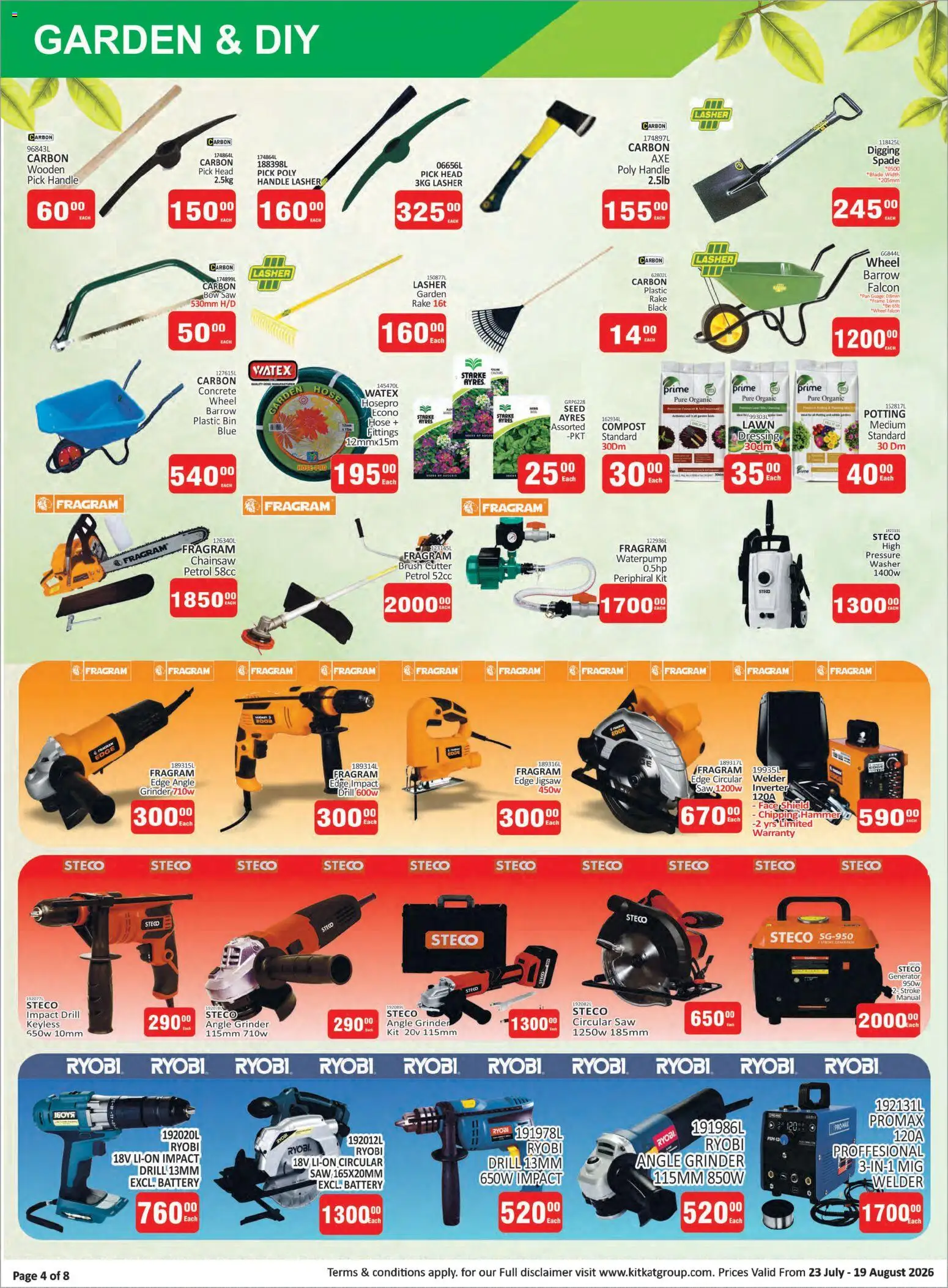 New KIT KAT Cash & Carry catalogue – valid from 23/07/2026 | Page: 4 | Products: Cutter, Chainsaw, Battery, Hammer