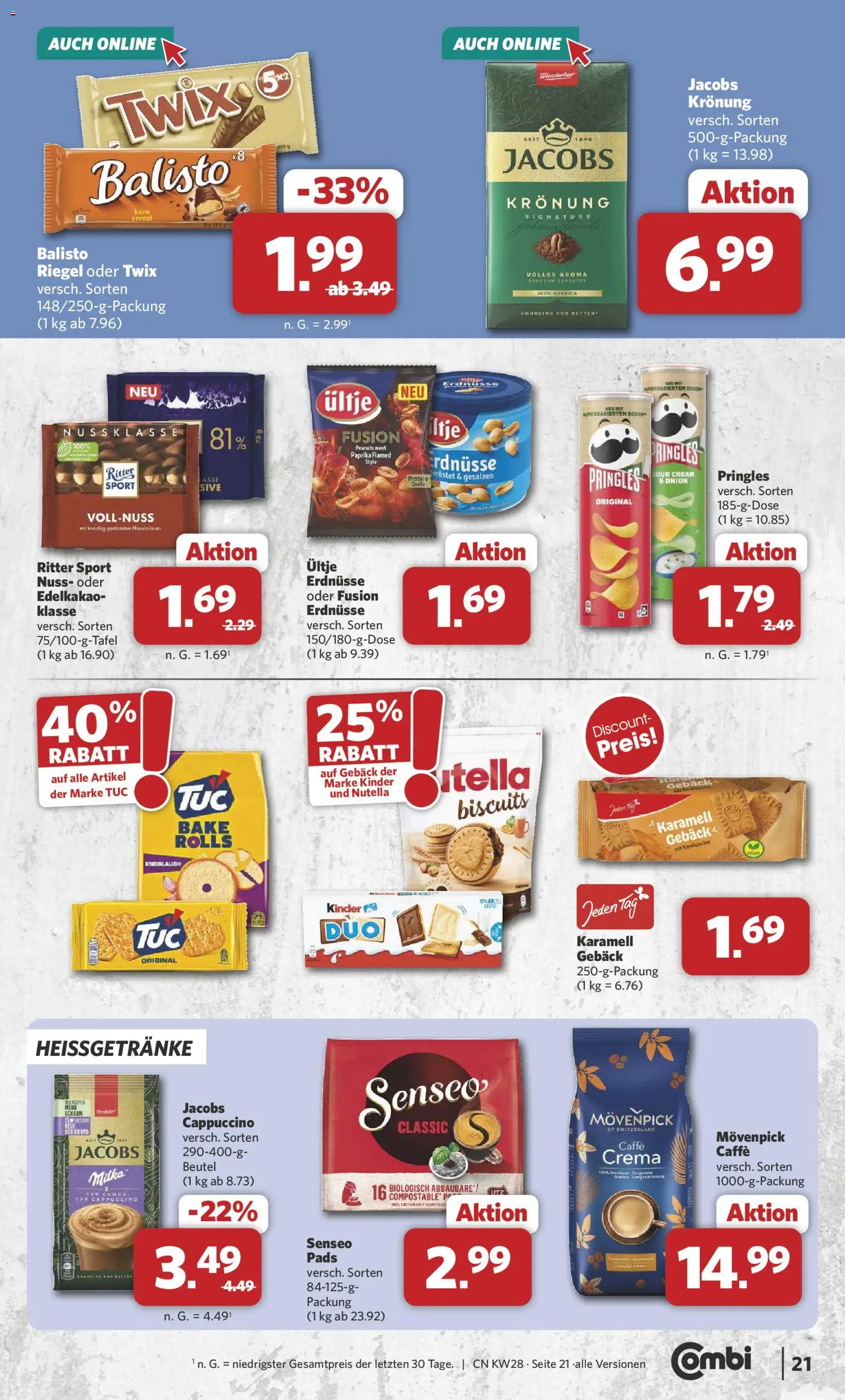 Combi Prospekt – gültig ab 06.07.2026 | Seite: 21 | Produkte: Erdnüsse, Ritter sport, Nutella, Knoblauch