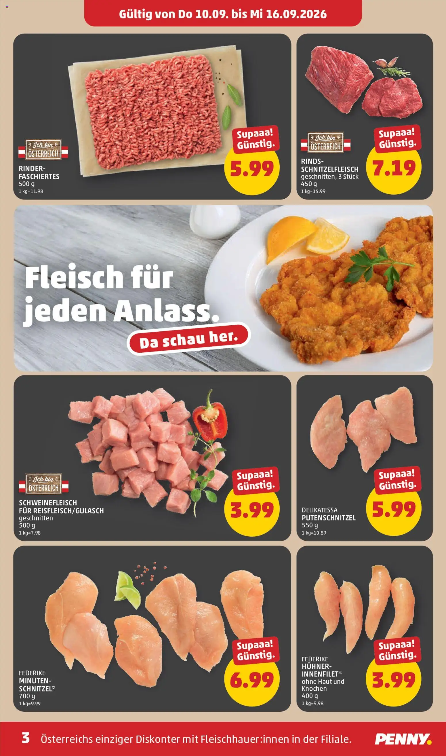 Penny Markt Eröffnung in 1140 Wien gültig ab 06.09.2026 | Seite: 3 | Produkte: Schweinefleisch